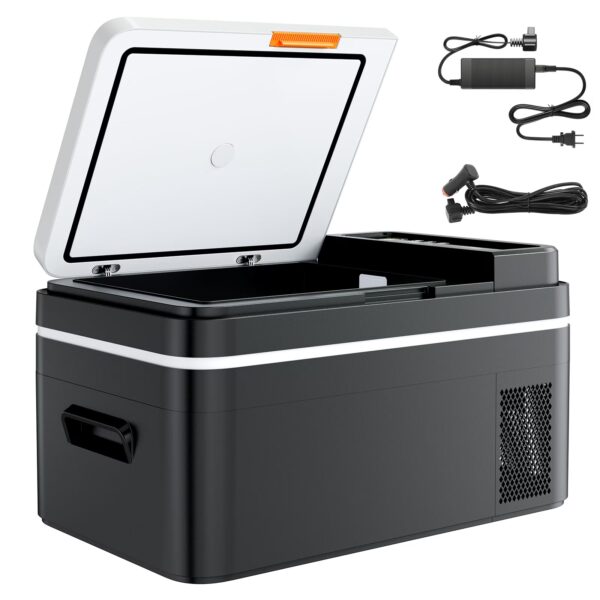 KFFKFF Portable Car Refrigerator, DC 12/24V AC100-240V Compressor Cooler, -4°F to 68°F Fridge with APP Control, 23 QT Freezer for RVs, Campsites, Boats, Camping, Fishing, 45W Electric Cooler