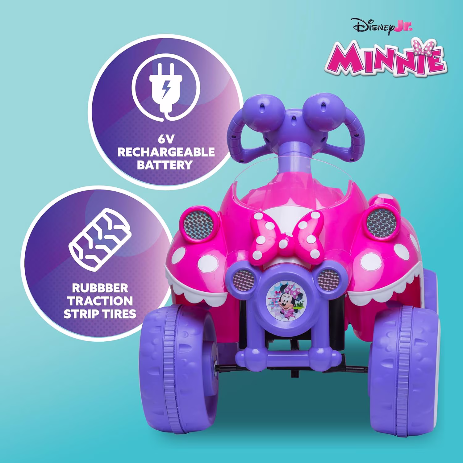 Kid Trax 6V Disney Minnie Mouse Toddler Electric Car for Kids - Outdoor Toys, Minnie Mouse Toys, Kids' Electric Vehicles, Ride on Toy, Speed 1.5mph, 18-36 months, Max weight of 44Lbs, Hot Pink - Image 3