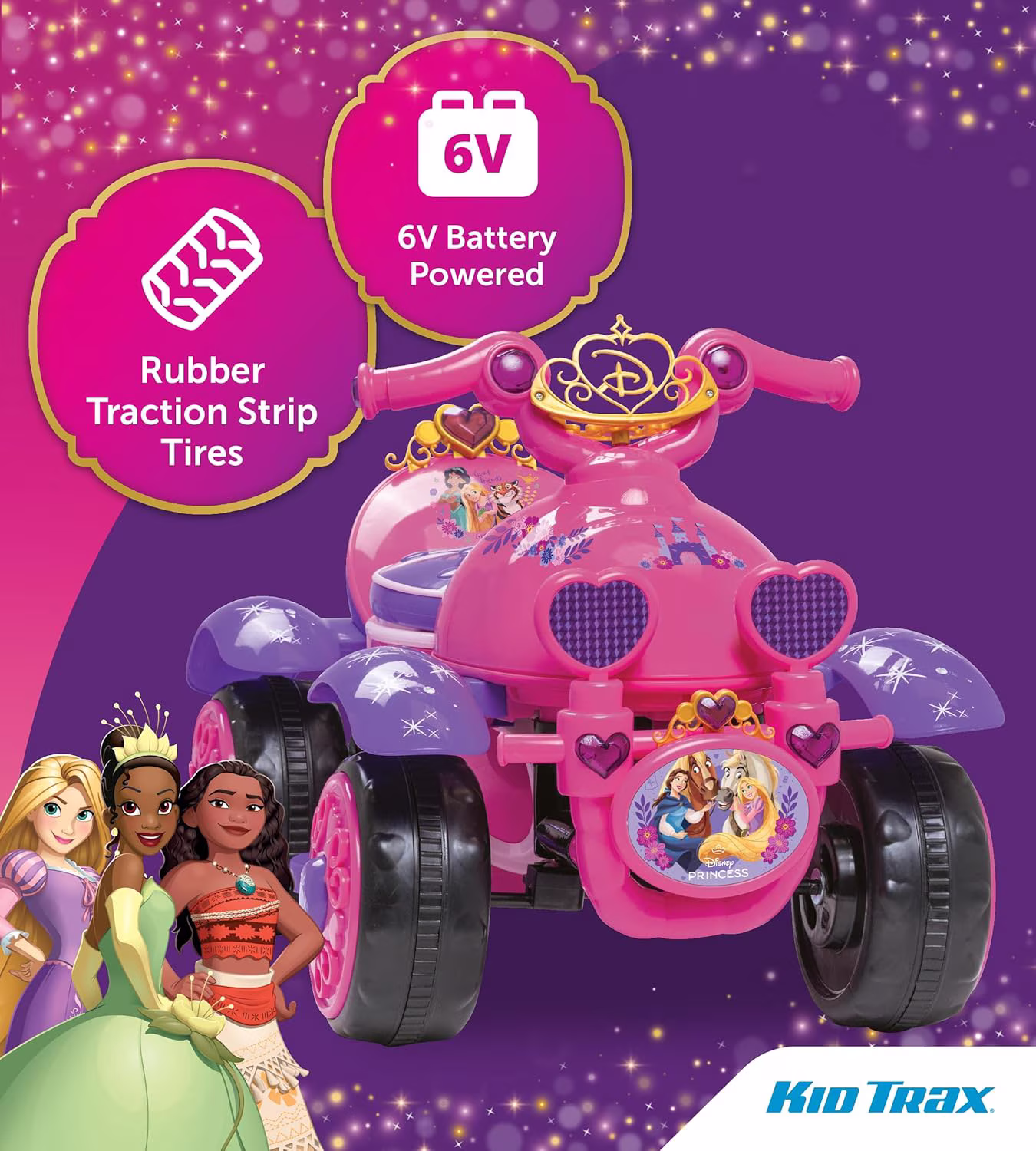 Kid Trax 6V Disney Princess Toddler Car, Outdoor Toys - Electric Car for Kids, Disney Cars Toys, Kids' Electric Vehicles, Ride on Toy, Max Speed 1.5mph, 18-36 months, Max weight of 44Lbs, Hot Pink - Image 5