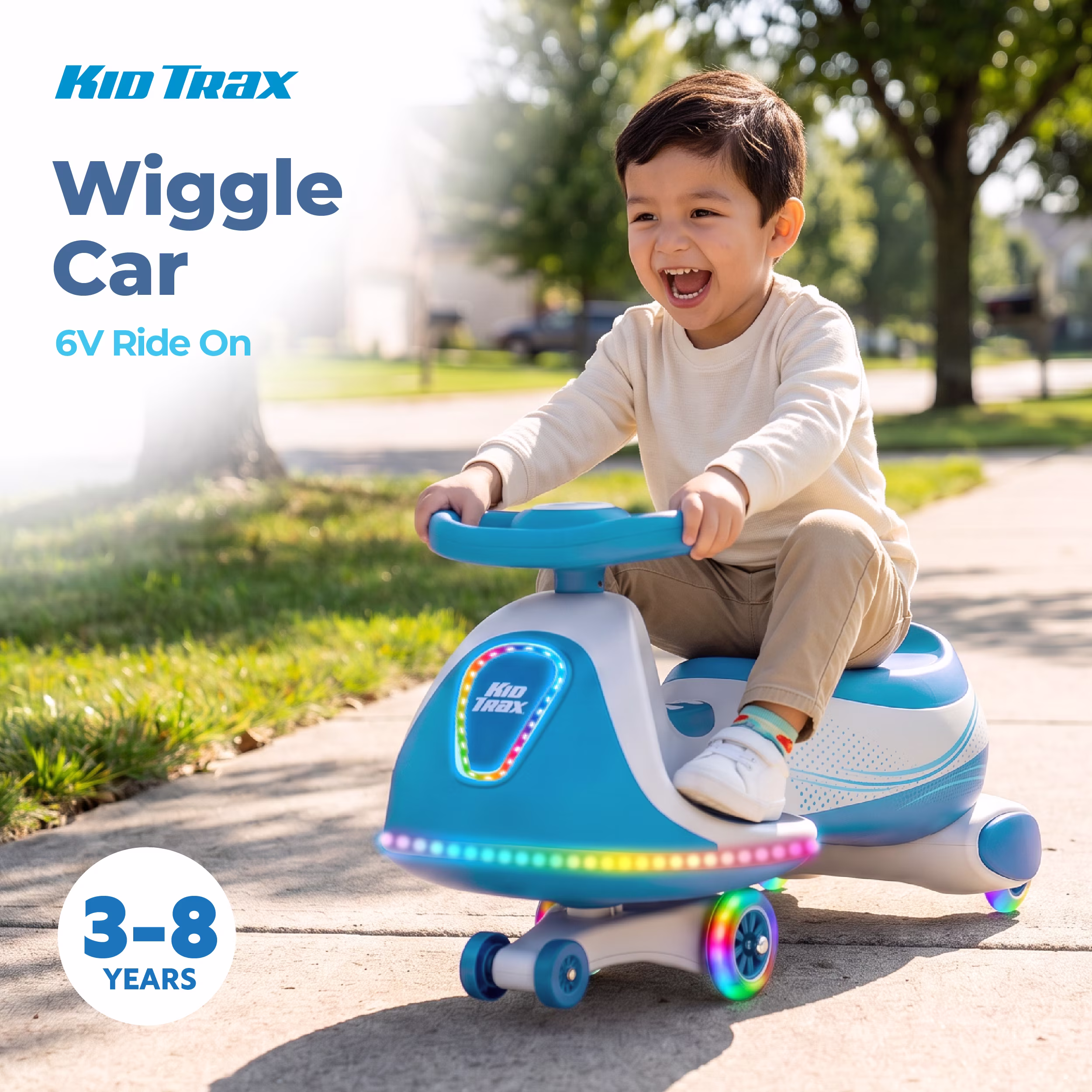 Kid Trax 6V Wiggle Car Ride on Toy for Kids, Turquoise Blue, Ages 3+ - Image 5