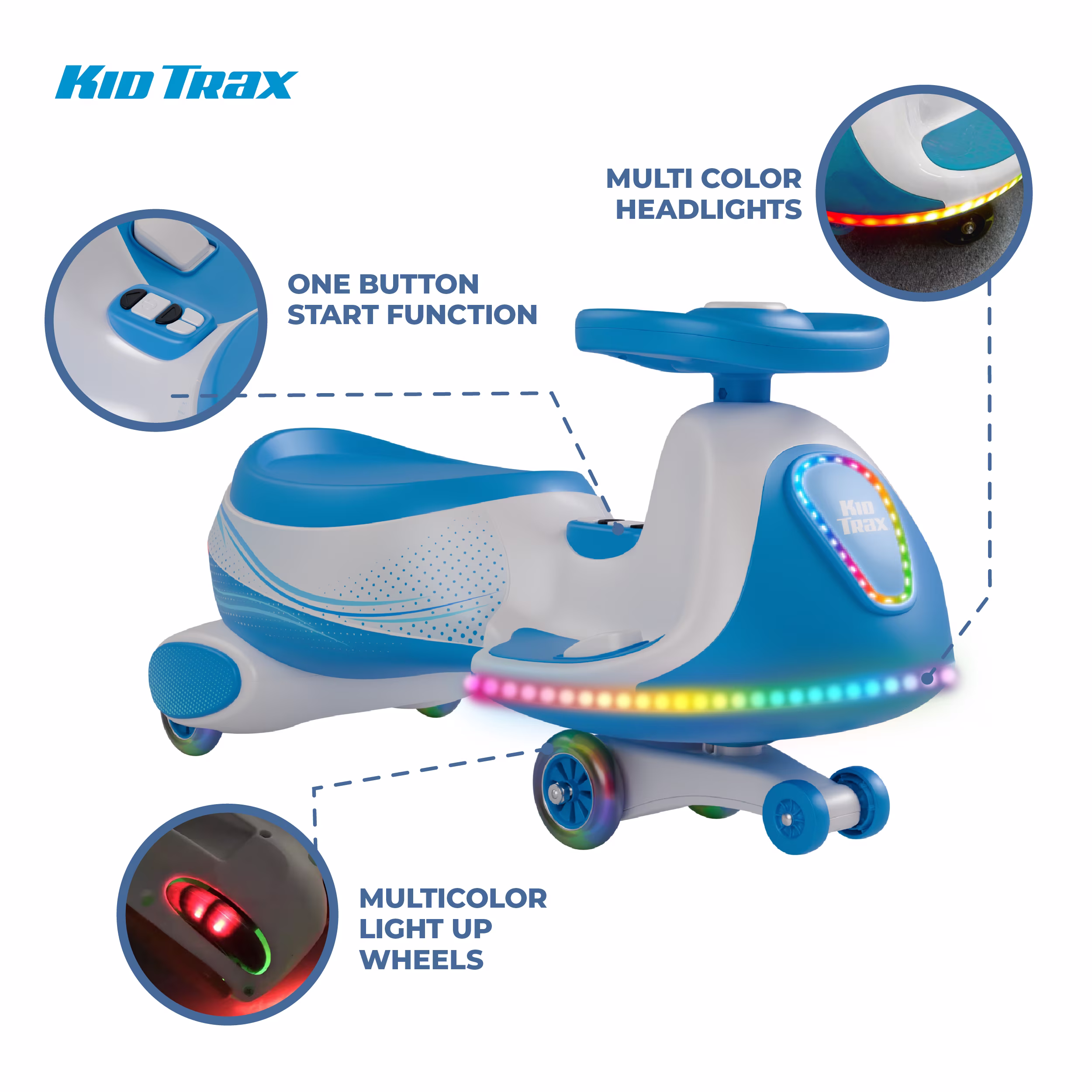 Kid Trax 6V Wiggle Car Ride on Toy for Kids, Turquoise Blue, Ages 3+ - Image 4