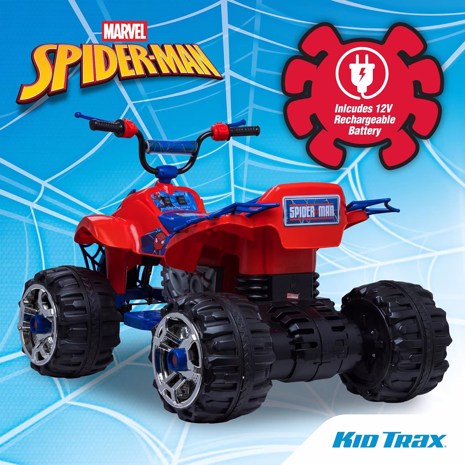 Kid Trax Marvel Spiderman Toddler ATV Ride On Toy, 12 Volt Battery, 3-7 Years, Max Rider Weight 88 lbs, Spider-Man Blue - Image 4