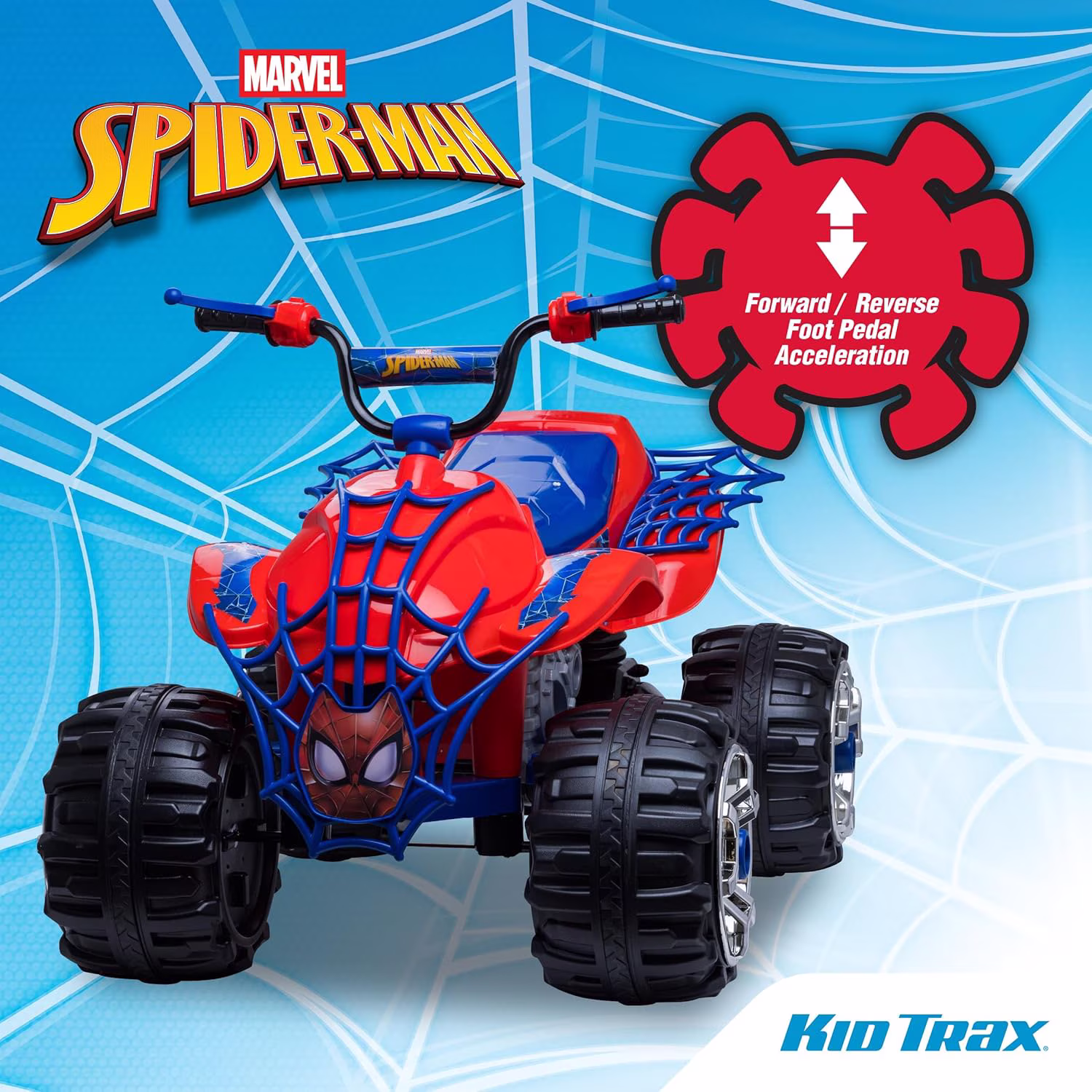 Kid Trax Marvel Spiderman Toddler ATV Ride On Toy, 12 Volt Battery, 3-7 Years, Max Rider Weight 88 lbs, Spider-Man Blue - Image 3