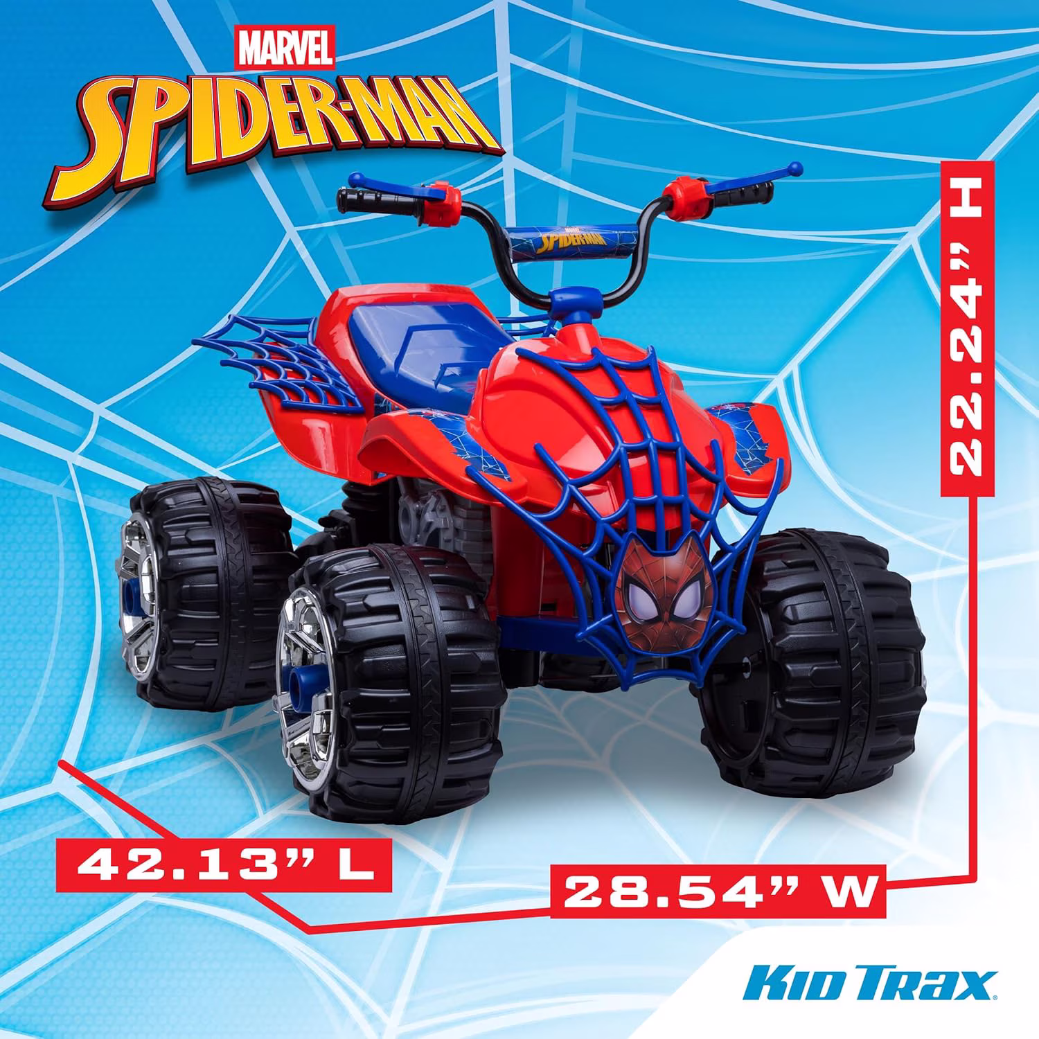 Kid Trax Marvel Spiderman Toddler ATV Ride On Toy, 12 Volt Battery, 3-7 Years, Max Rider Weight 88 lbs, Spider-Man Blue - Image 2