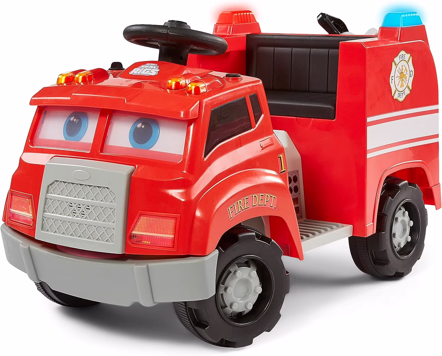 Kid Trax Real Rigs Toddler Fire Truck Interactive Ride On Toy, Kids Ages 1.5-4 Years, 6 Volt Battery and Charger, Sound Effects, Red