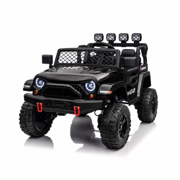 Kids 2-Seater Ride On Jeep, 24V 7Ah 4WD Four 550 Motors, Remote Control, EVA Wheels, Spring Suspension, LED Lights & Music for Ages 3+