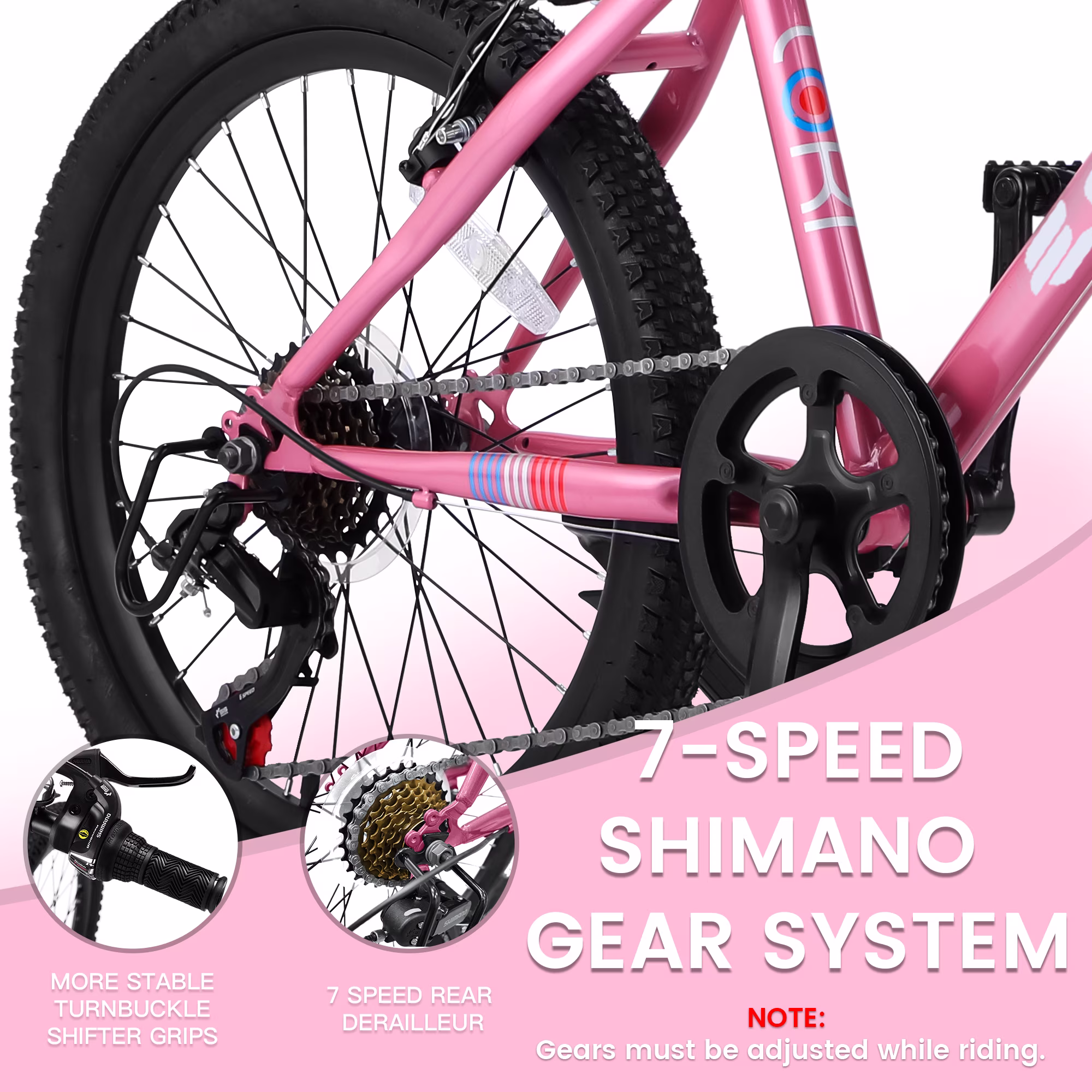 Kids' Bicycles 20 Inch Mountain Bike For Boys Girls Ages 5-10, 7 Speed Mtb Summer Travel Birthday Gifts Children Bicycles - Image 3