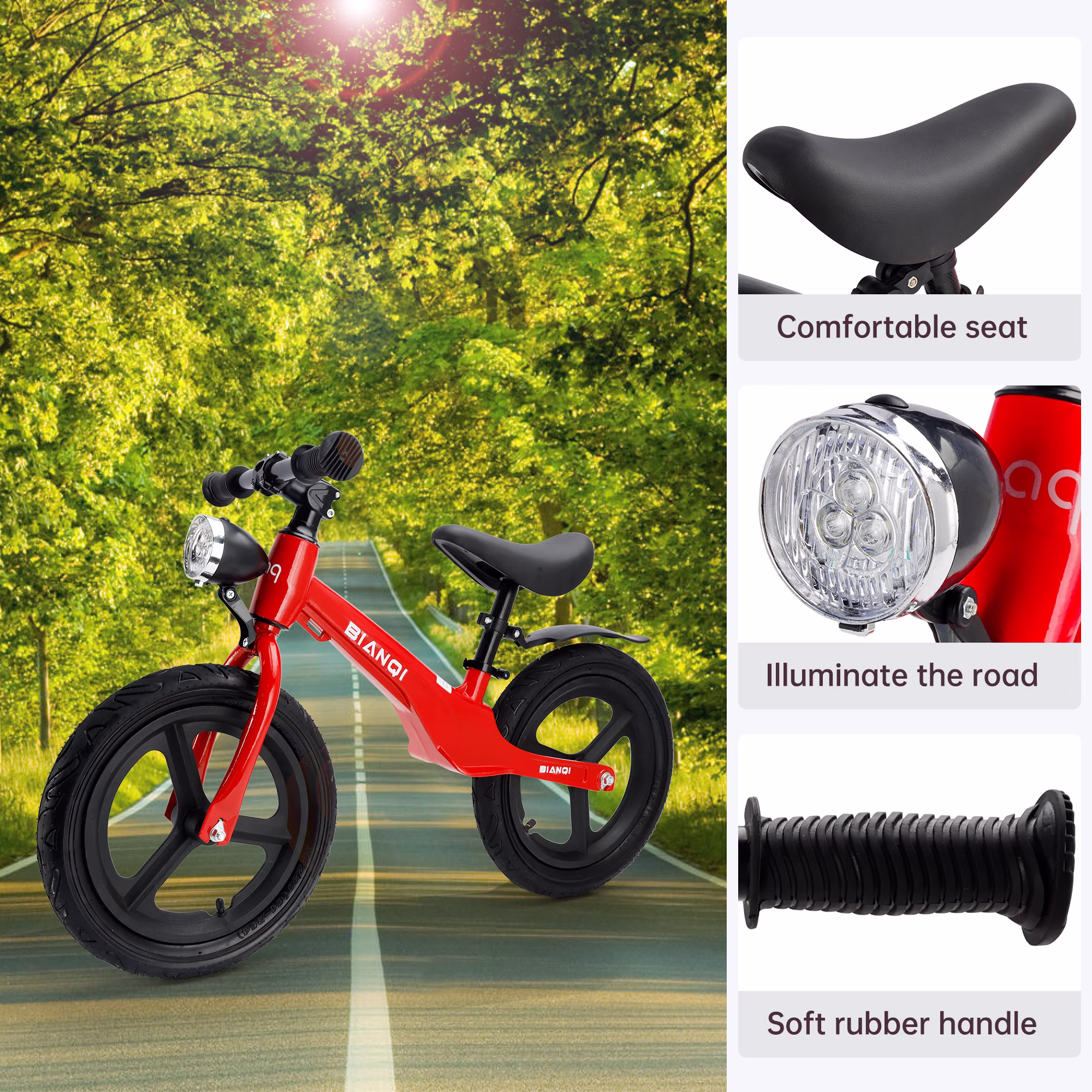 Kids Bike 16 Inch for Boys Girls Ages 4-9, Toddler Beginner Bicycle with Training Wheels, LED Headlight & Dual Brakes - Image 4