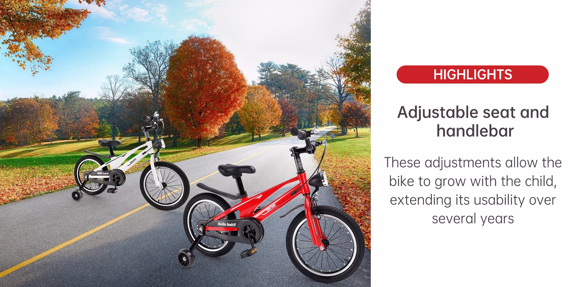 Kids Bike 16 Inch for Boys Girls Ages 4-9, Toddler Beginner Bicycle with Training Wheels, LED Headlight & Dual Brakes - Image 2