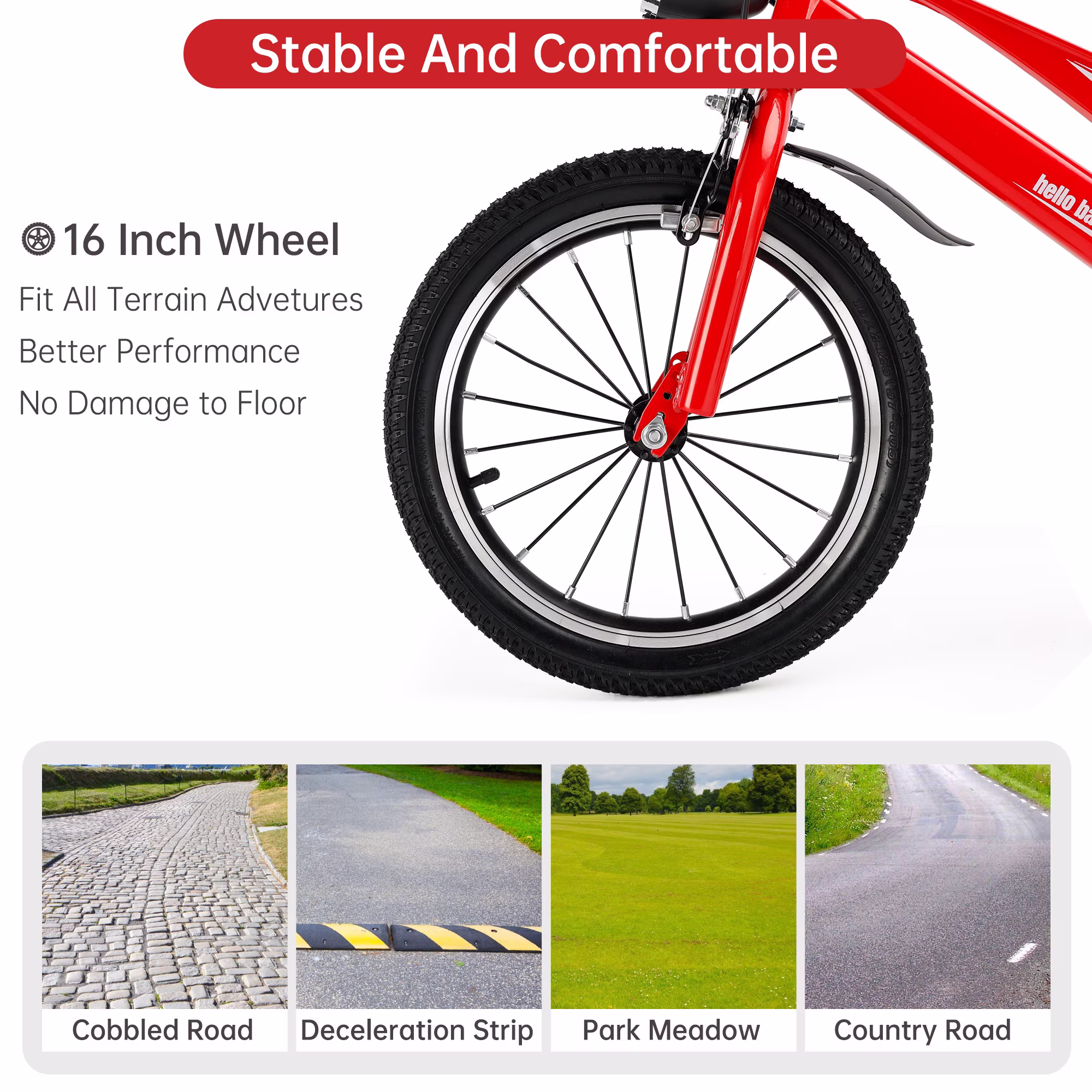 Kids Bike 16 Inch for Boys Girls Ages 4-9, Toddler Beginner Bicycle with Training Wheels, LED Headlight & Dual Brakes - Image 5