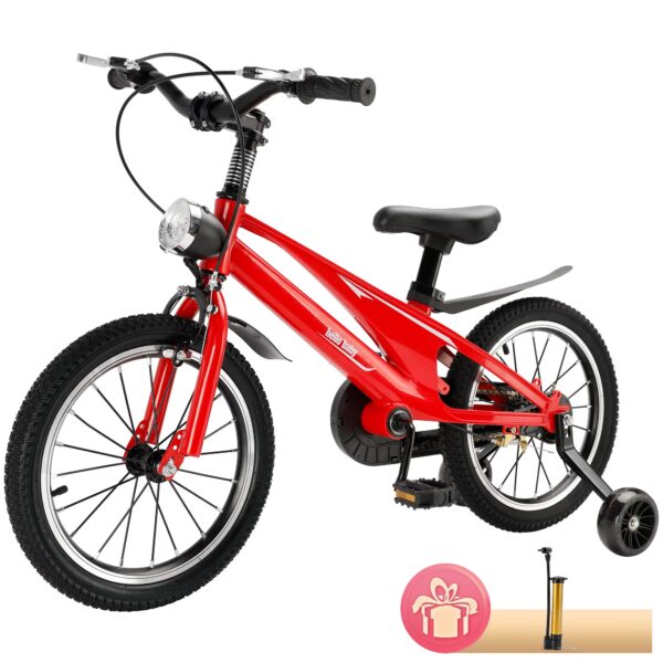 Kids Bike 16 Inch for Boys Girls Ages 4-9, Toddler Beginner Bicycle with Training Wheels, LED Headlight & Dual Brakes