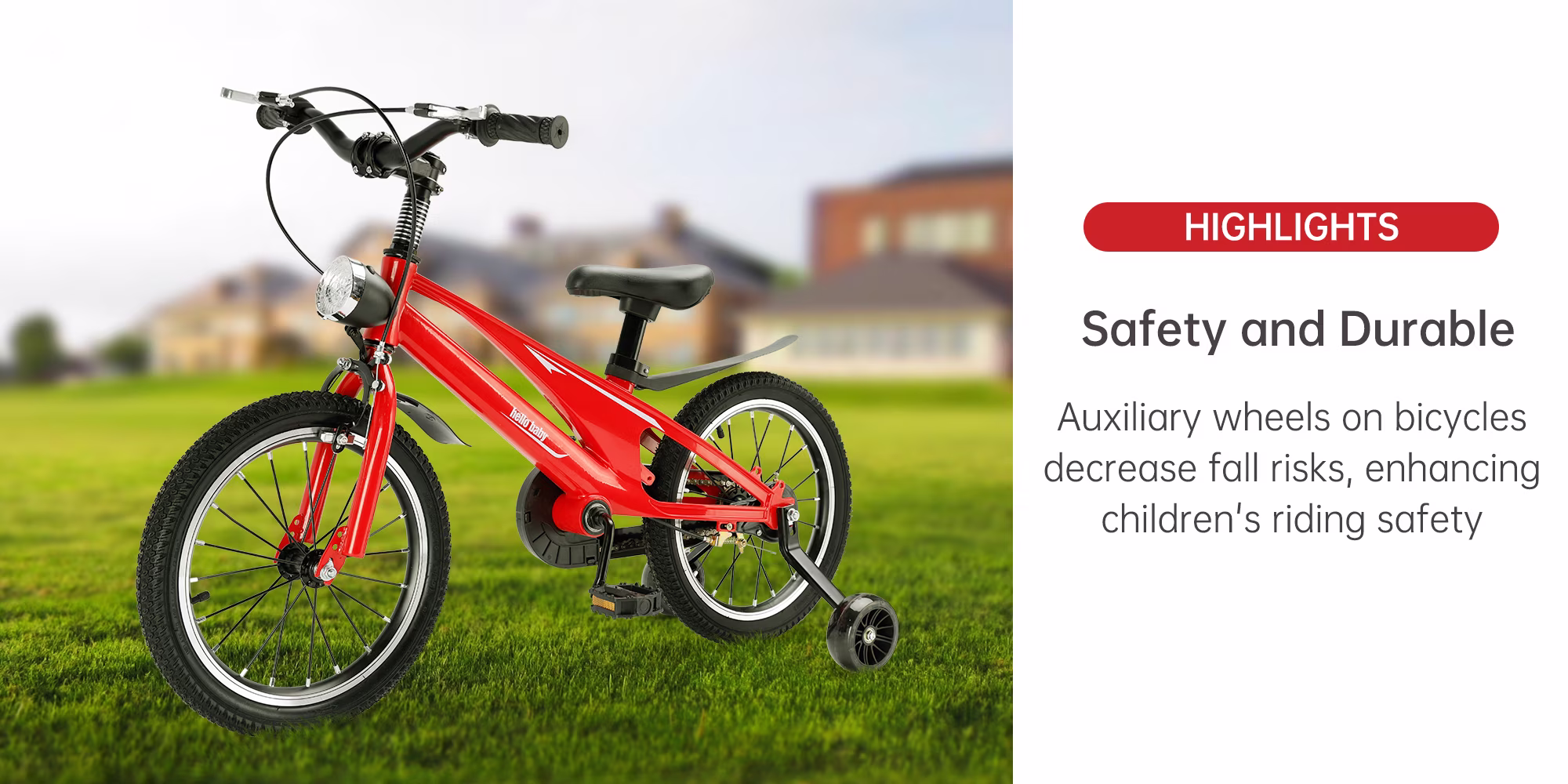 Kids Bike 16 Inch for Boys Girls Ages 4-9, Toddler Beginner Bicycle with Training Wheels, LED Headlight & Dual Brakes - Image 3