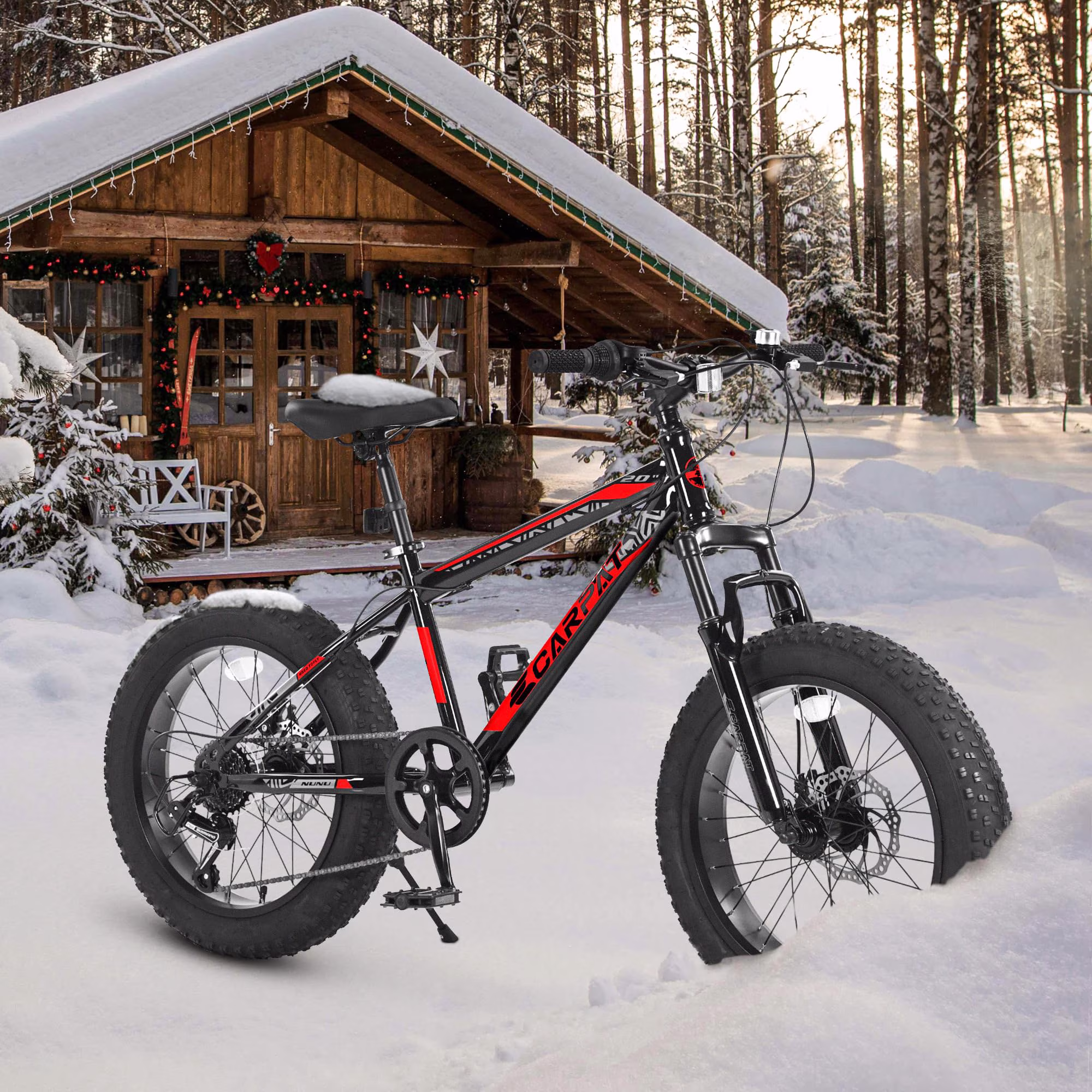 Kids' Bike 20 inch Wheels Fat Tire Bike, 4" Wide Fat Tire Snow Mountain Bike Ages 8-12 Year Old, Steel Frame, 7 Speed Teenager Children Kids' Bicycles - Image 5