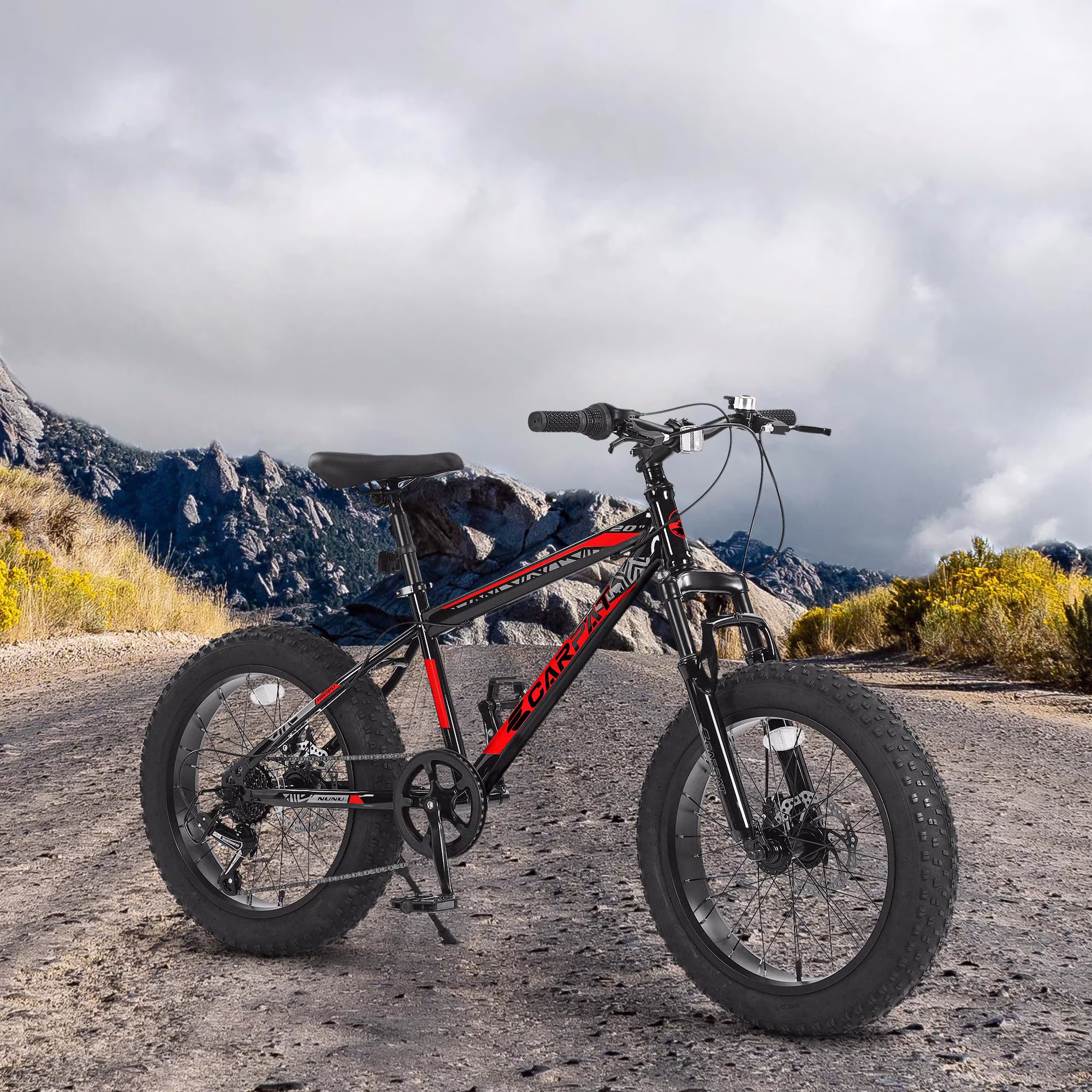 Kids' Bike 20 inch Wheels Fat Tire Bike, 4" Wide Fat Tire Snow Mountain Bike Ages 8-12 Year Old, Steel Frame, 7 Speed Teenager Children Kids' Bicycles - Image 3