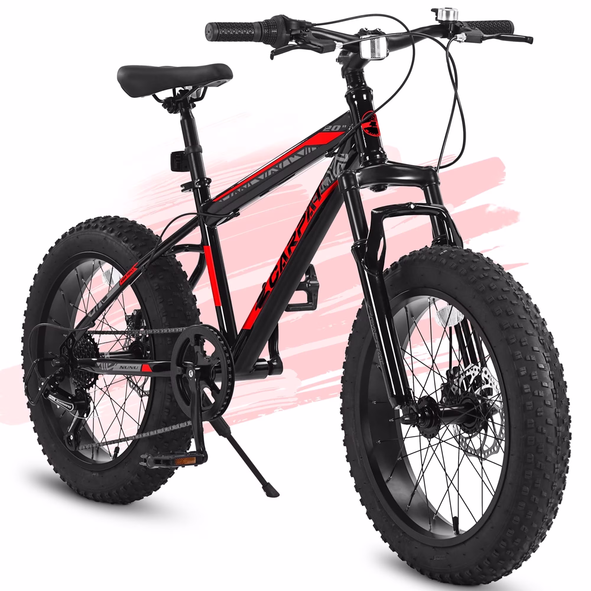 Kids' Bike 20 inch Wheels Fat Tire Bike, 4" Wide Fat Tire Snow Mountain Bike Ages 8-12 Year Old, Steel Frame, 7 Speed Teenager Children Kids' Bicycles