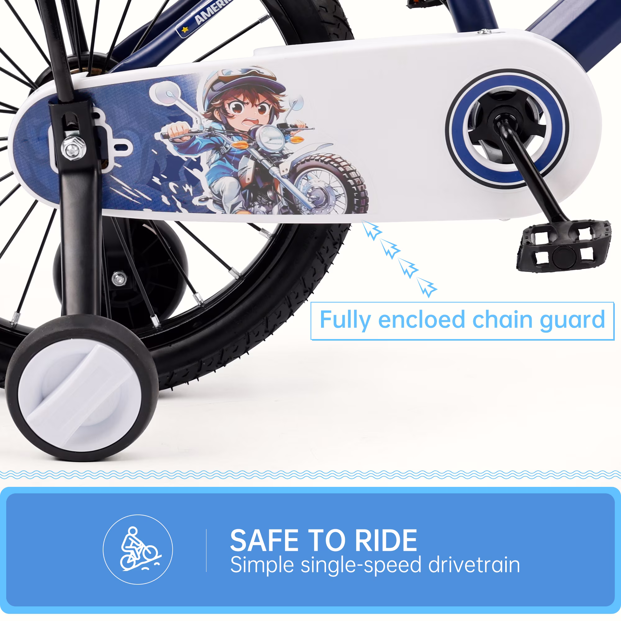 Kids Bike for Boys and Girls 16 18 inch Bicycle with Basket, Training Wheels, Ajustable Handlebars and Seat, Blue - Image 3