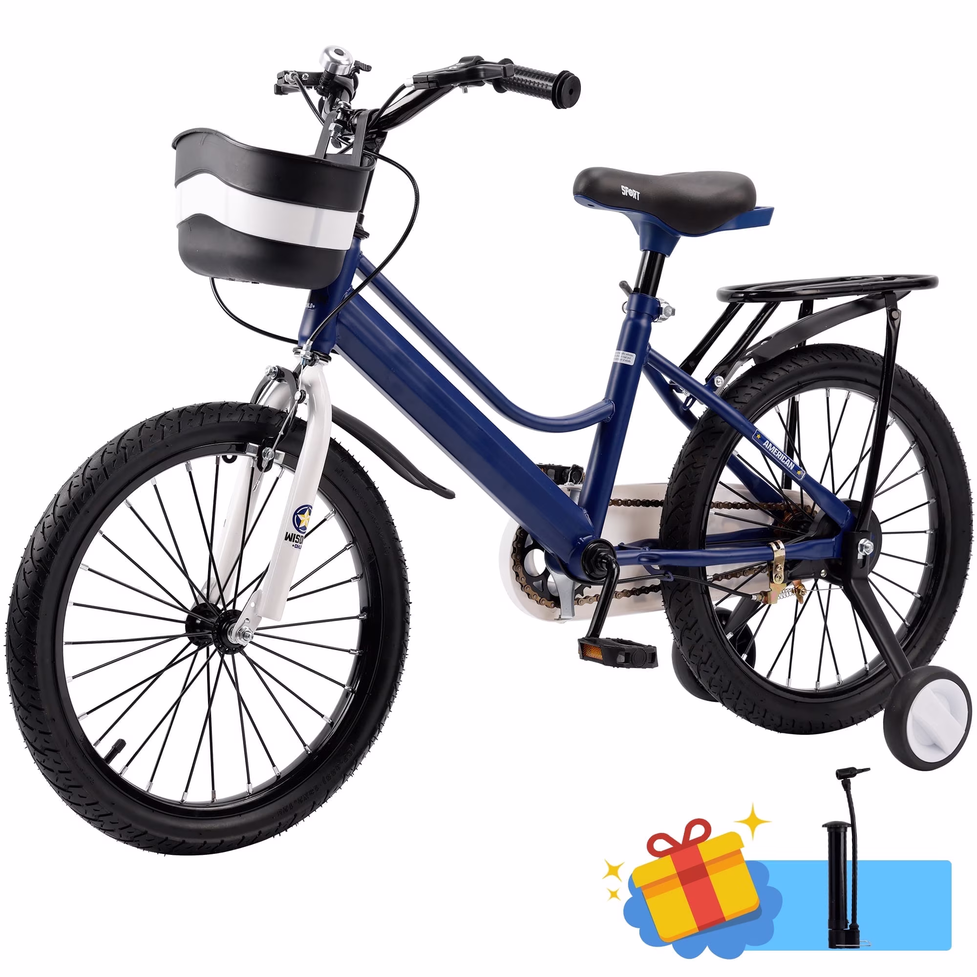 Kids Bike for Boys and Girls 16 18 inch Bicycle with Basket, Training Wheels, Ajustable Handlebars and Seat, Blue - Image 2