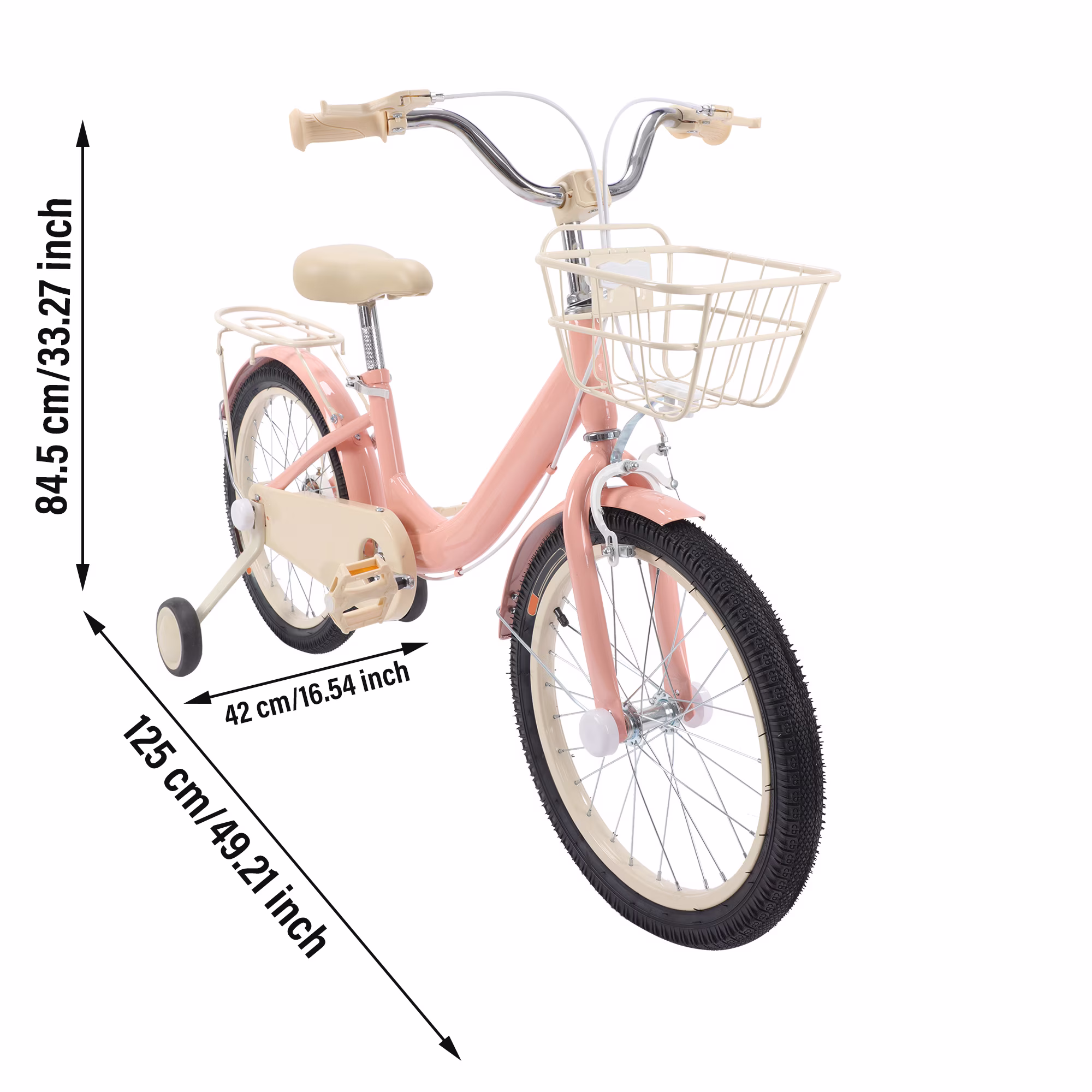 16 Inch Bicycle Children's Training Bicycles Kids Bike with Basket Bell Training Wheels & Basket Pink/Red/White - Image 4