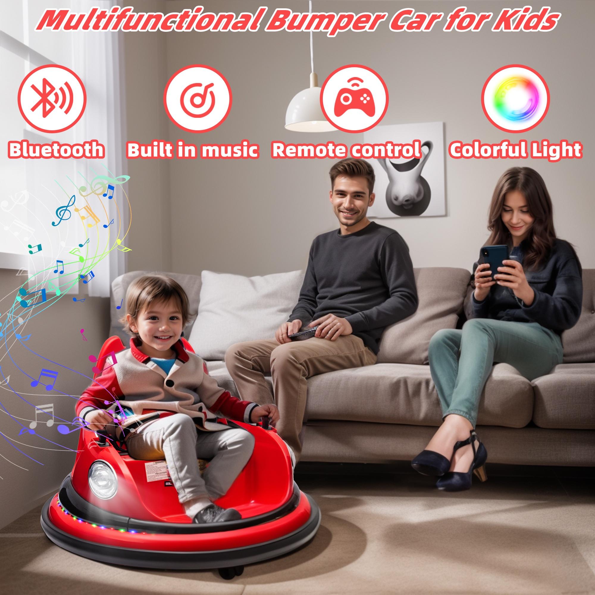 Kids Bumper Car Ride on, 12V Ride on Toy with Remote Control, Bumper Car for Kids Toddlers 1-5 Years Old, Bluetooth, Colorful Light, Red - Image 4