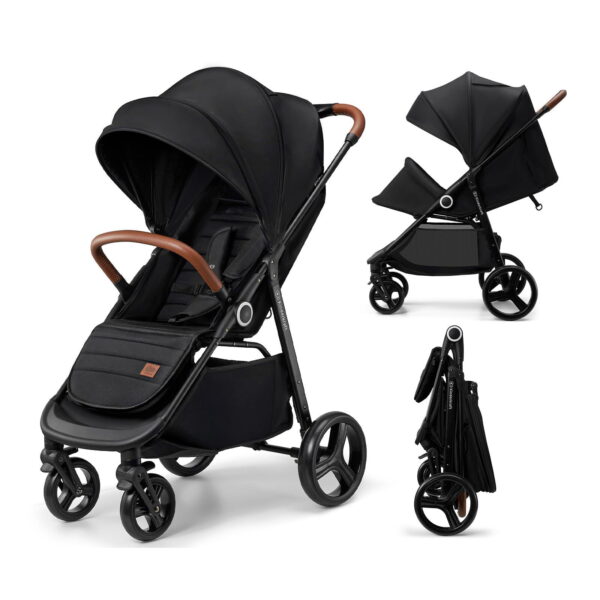 Kinderkraft GRANDE PLUS Baby Stroller, Lie-Flat Recline, One-Hand Fold, Reversible Seat, Full-Size Convertible Stroller, Newborn to 48 lbs