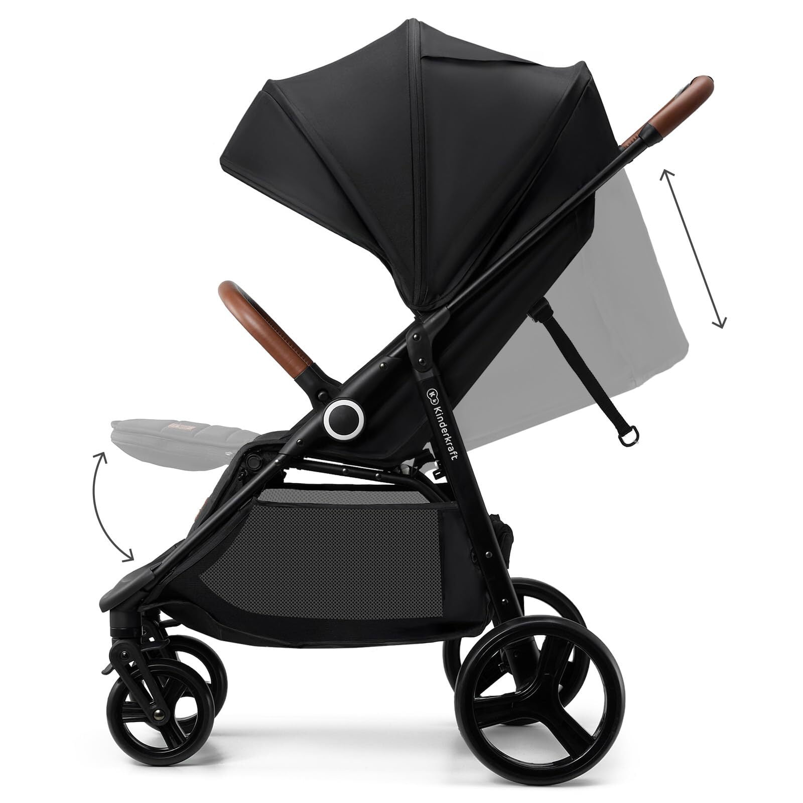 Kinderkraft GRANDE PLUS Baby Stroller, Lie-Flat Recline, One-Hand Fold, Reversible Seat, Full-Size Convertible Stroller, Newborn to 48 lbs - Image 3