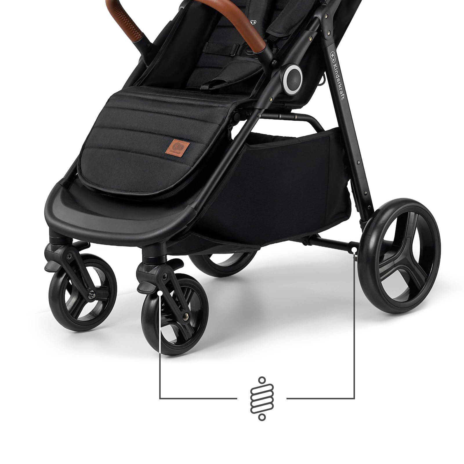 Kinderkraft GRANDE PLUS Baby Stroller, Lie-Flat Recline, One-Hand Fold, Reversible Seat, Full-Size Convertible Stroller, Newborn to 48 lbs - Image 5
