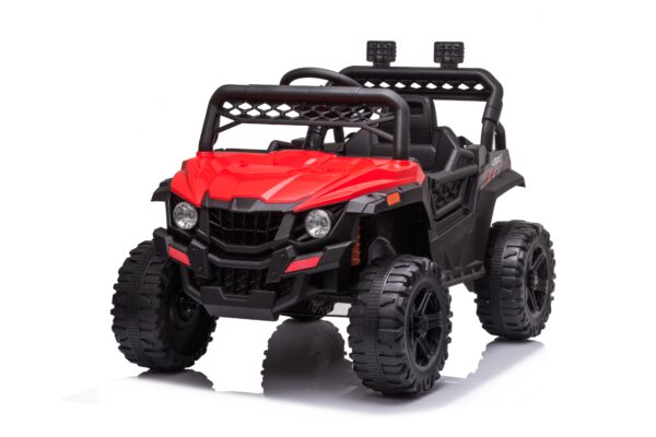 Kojooin Kids Ride On Car Truck Toddles Electric Vehicle Powered Wheels Car with Remote Control,Spring Suspension,Led Lights,Aux Port,Music,Red