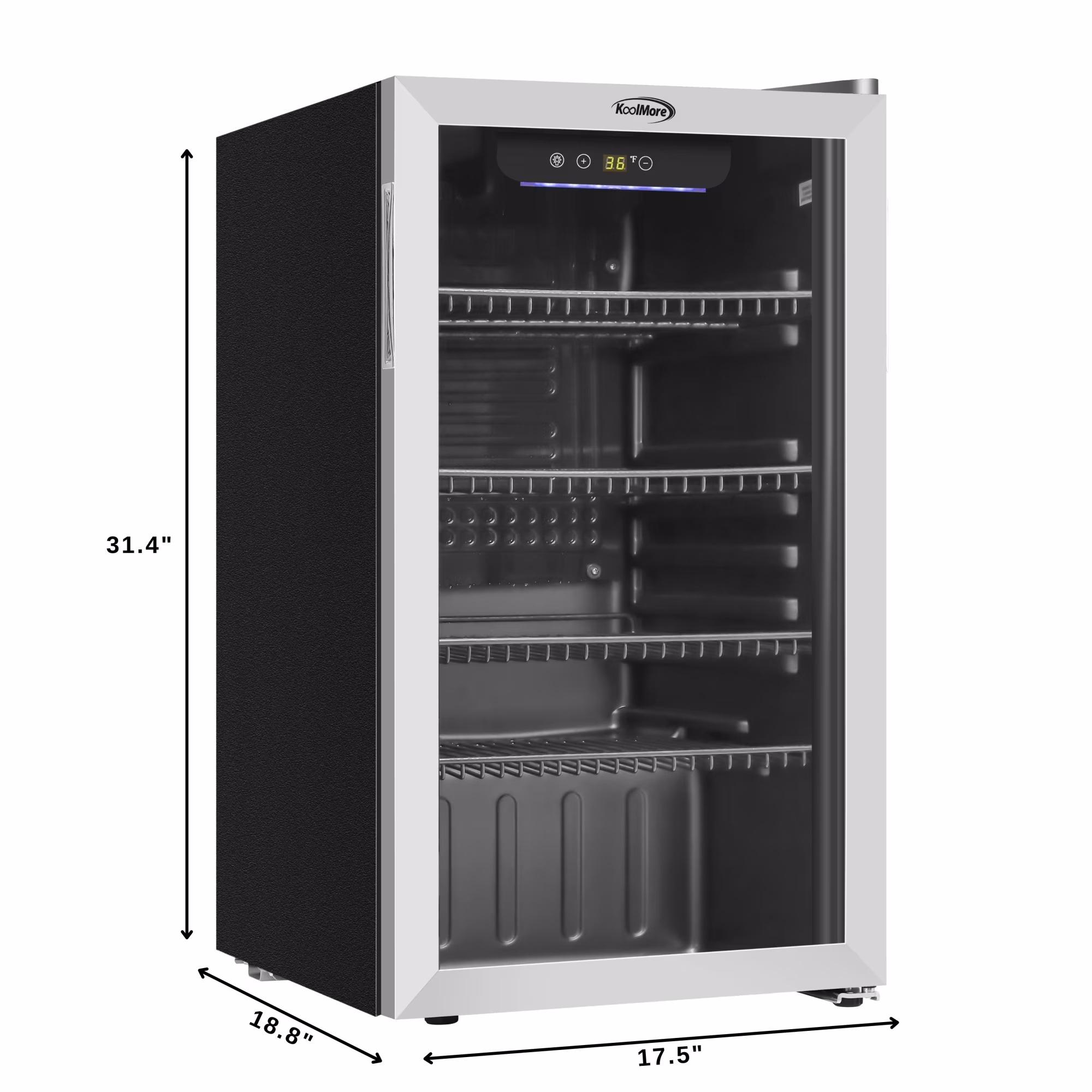 KoolMore 3.2 Cu. Ft. Beverage Refrigerator Merchandiser -With Stainless Steel Trim and Touch Panel For Soda, Beer or Wine Perfect for Use in a Commercial or Home Setting. - Image 4