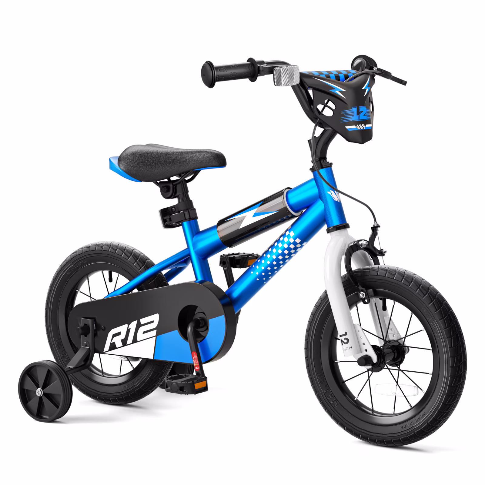 Korimefa 12 inch Kids Bike for Boys Ages 3-6 Years Children, Toddler Bike with Training Wheels, Dual Brakes, Easy Assembly,BMX Style Training Bicycle,Blue White - Image 3