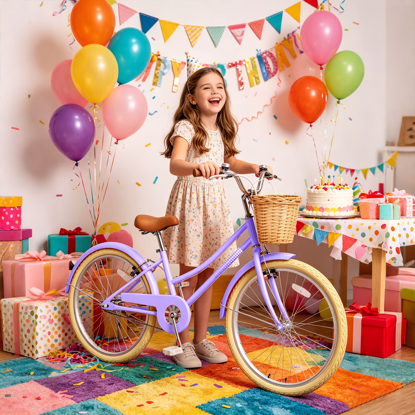KORIMEFA 20 inch Girls Bike for Toddlers 8-12 Years Old Kids Children Bicycles with Handbrake & Kickstand, Purple - Image 2