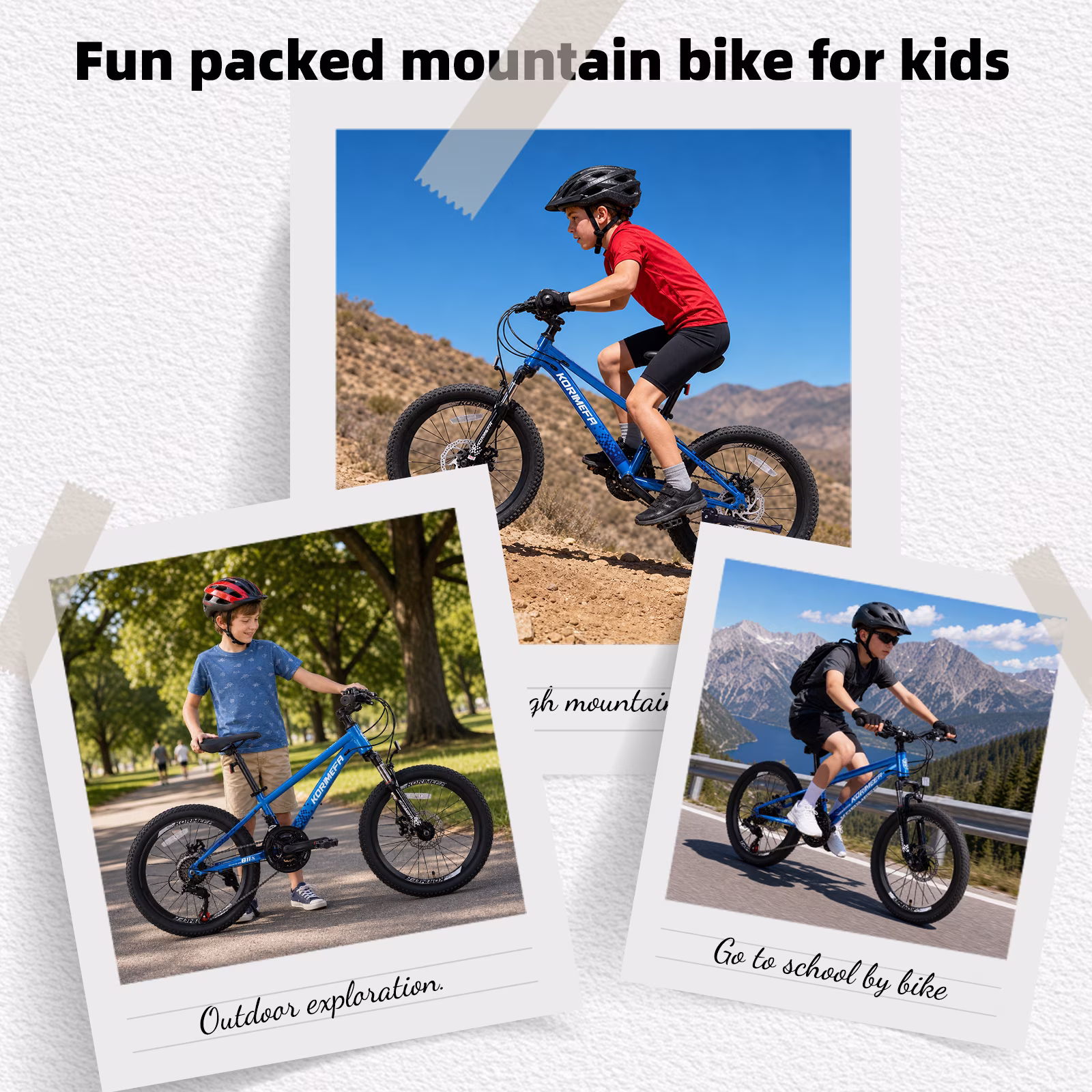 Korimefa 21-Speed Kids Bike, 20 inch Kids Mountain Bicycle for Boys Child Youth 6-12 Years Old, Double Disc Brake, Suspension Fork and Lightweight Aluminum Alloy Frame, Blue - Image 3