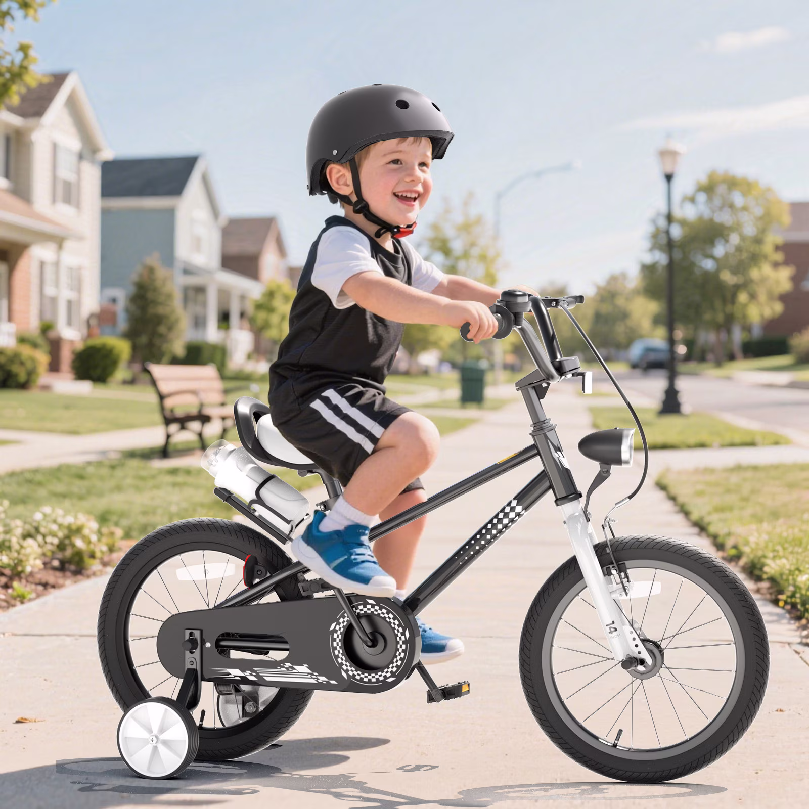KORIMEFA Kids Bike, 12 14 16 Inch Boys Bike with Training Wheels, Water Bottle Holder, Children Bicycle for Boys Girls Toddler Ages 3-9 Years, Durable Construction, White - Image 5