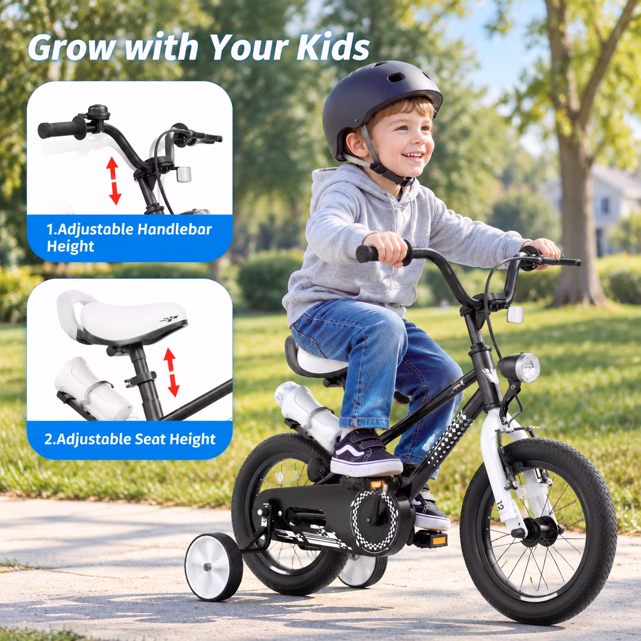 KORIMEFA Kids Bike, 12 14 16 Inch Boys Bike with Training Wheels, Water Bottle Holder, Children Bicycle for Boys Girls Toddler Ages 3-9 Years, Durable Construction, White - Image 4