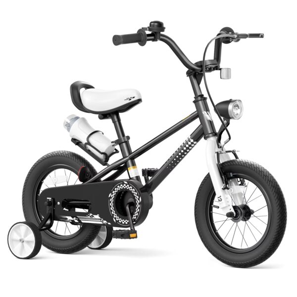 KORIMEFA Kids Bike, 12 14 16 Inch Boys Bike with Training Wheels, Water Bottle Holder, Children Bicycle for Boys Girls Toddler Ages 3-9 Years, Durable Construction, White
