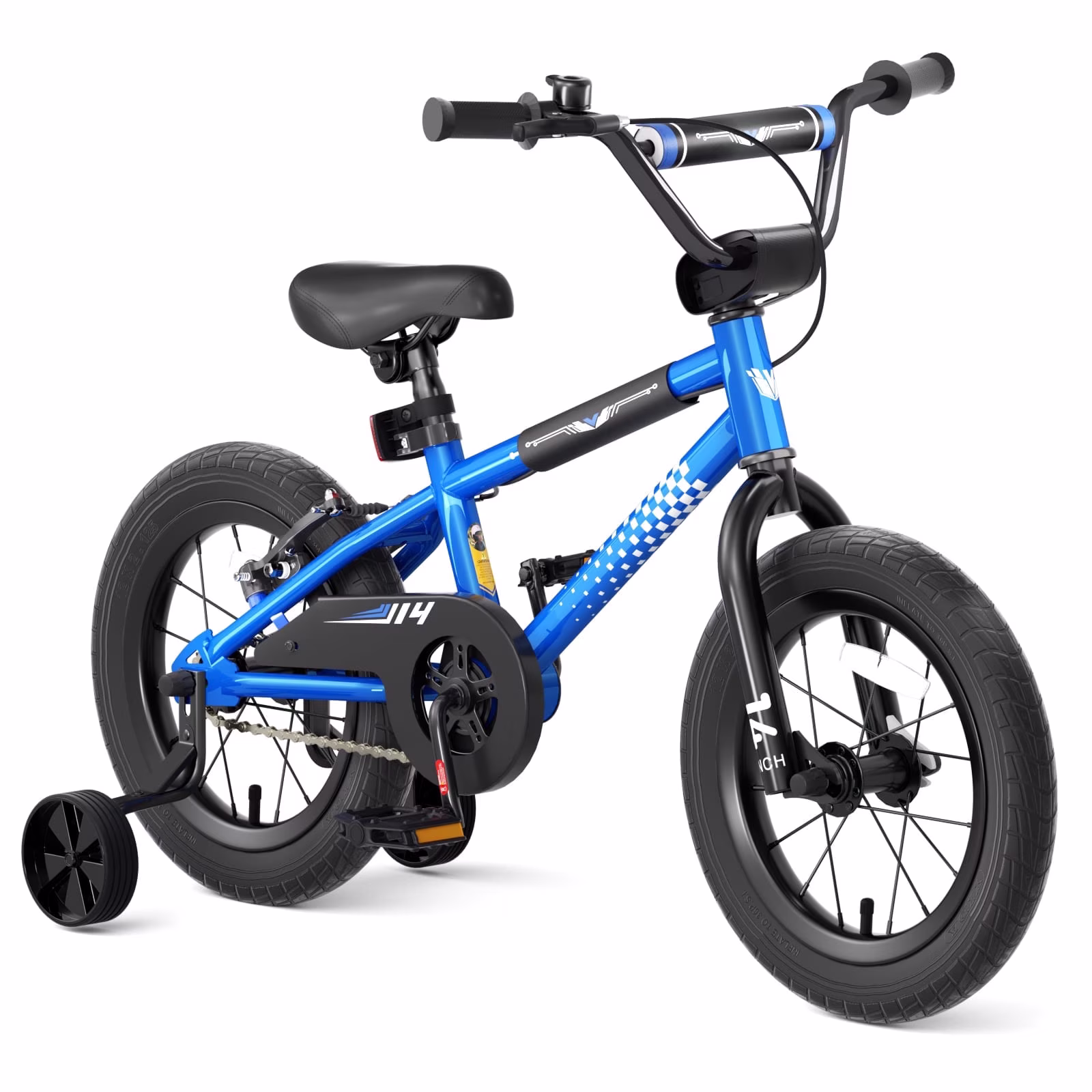 Korimefa Kids Bike, 14 inch Boys Bike BMX Style Bicycle with Training Wheels Coaster Brake for 4 5 6 7 Years Old Toddlers Boys, Blue