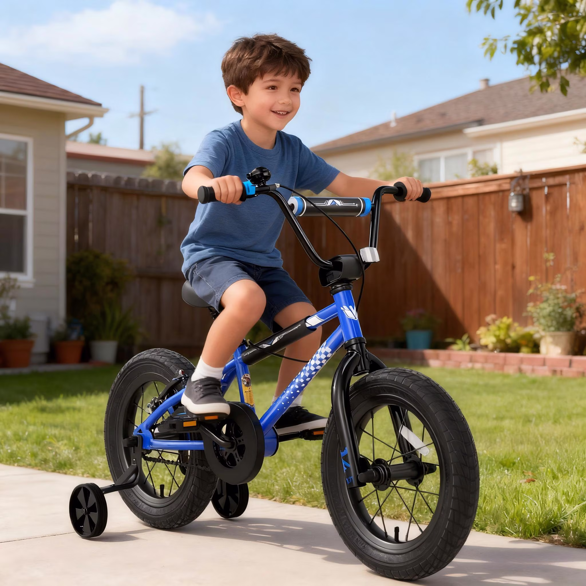 Korimefa Kids Bike, 14 inch Boys Bike BMX Style Bicycle with Training Wheels Coaster Brake for 4 5 6 7 Years Old Toddlers Boys, Blue - Image 4