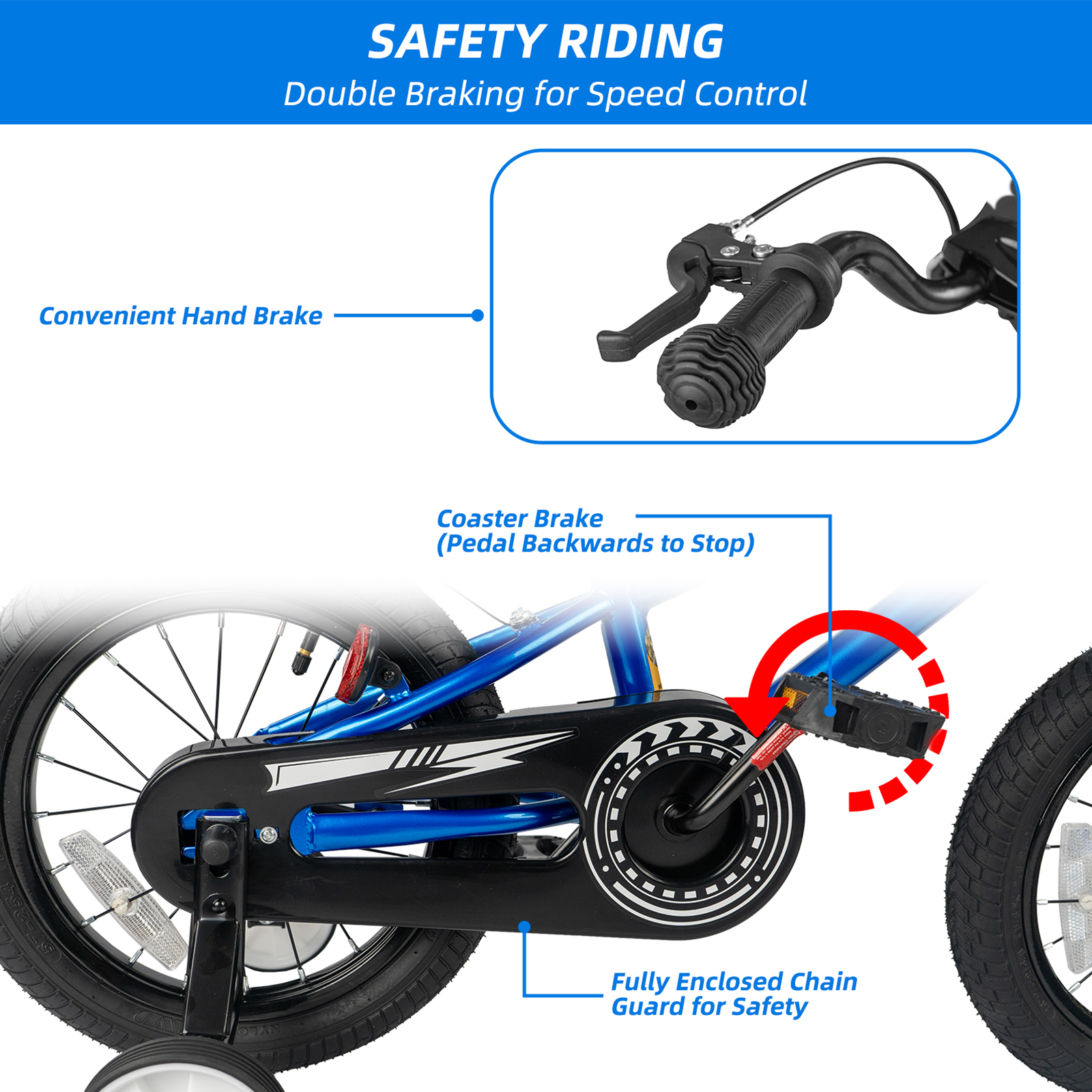 Korimefa Kids Bike Boys Bicycle 14 inch for Children Age 4-8 Years Old, Toddler Sport Cycling with Training Wheels, Hi-Ten Steel Frame, Blue - Image 4