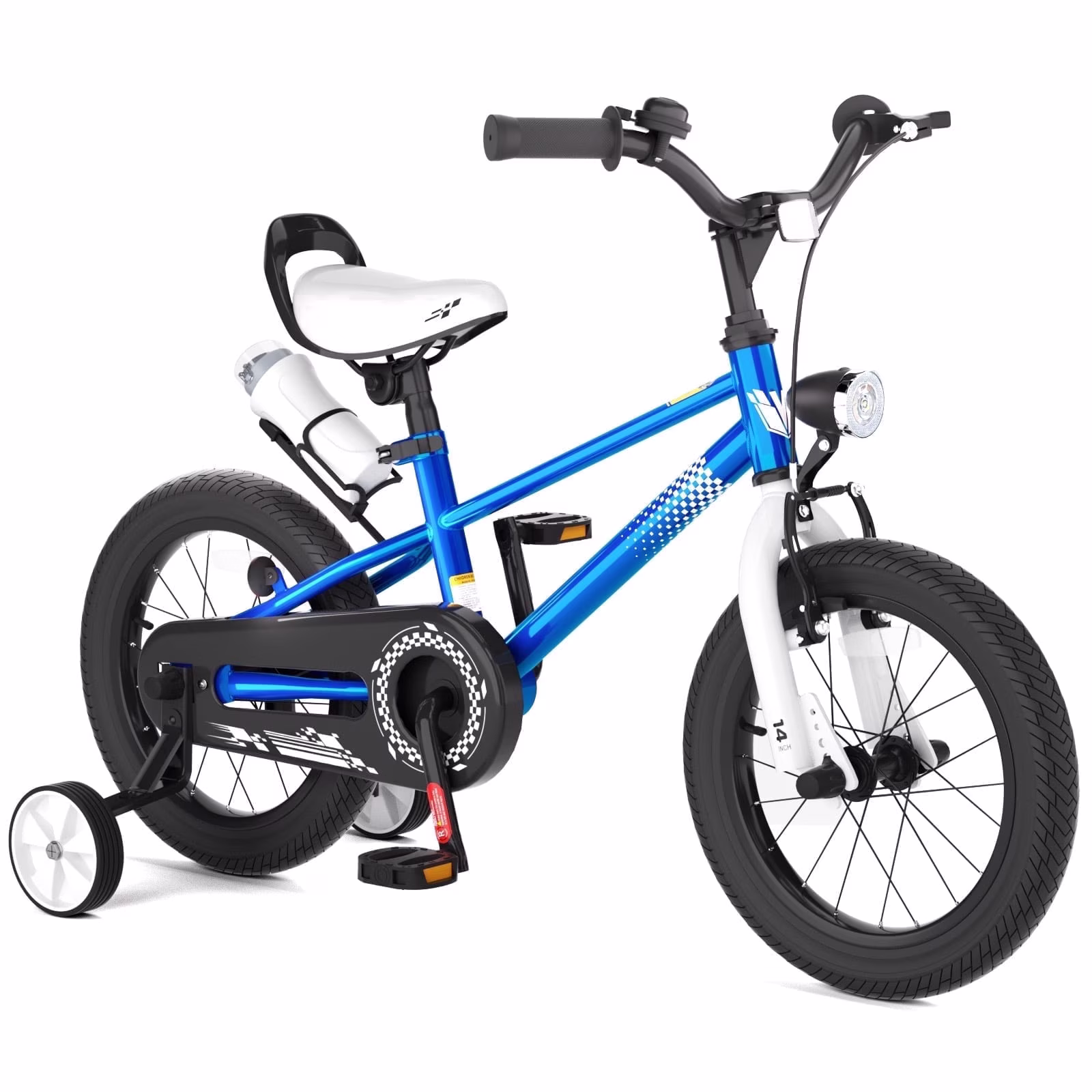 Korimefa Kids Bike Boys Bicycle 14 inch for Children Age 4-8 Years Old, Toddler Sport Cycling with Training Wheels, Hi-Ten Steel Frame, Blue