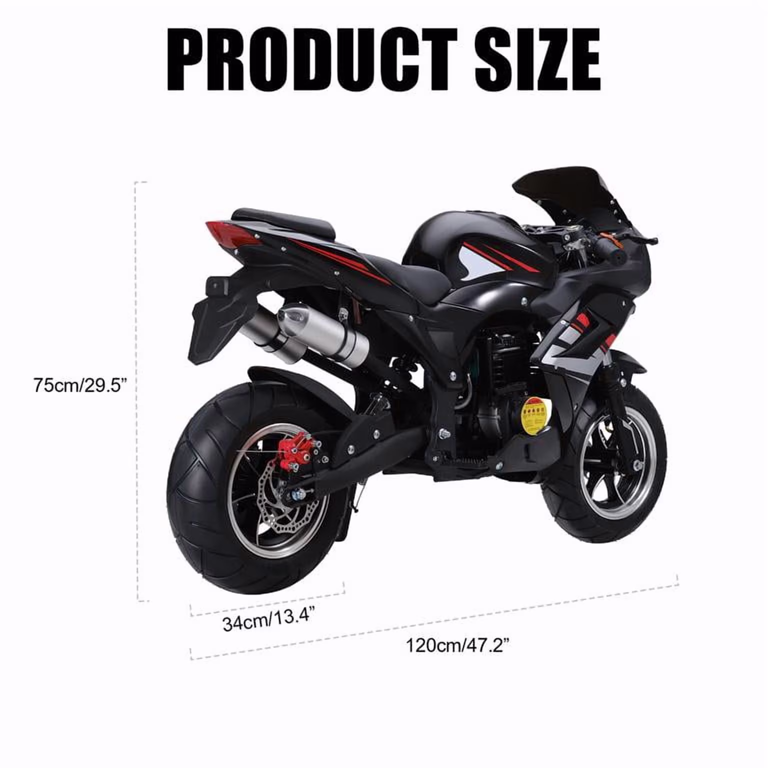 Korogimeeet Kids Gas Street Bike Black 49cc 4-Stroke, Diaphragm Carburetor No Oil Leak, Easy Start Stable Reliable, Dual Disc Brakes, for Youth Beginner, 47 x 30 x 14 Inch - Image 5