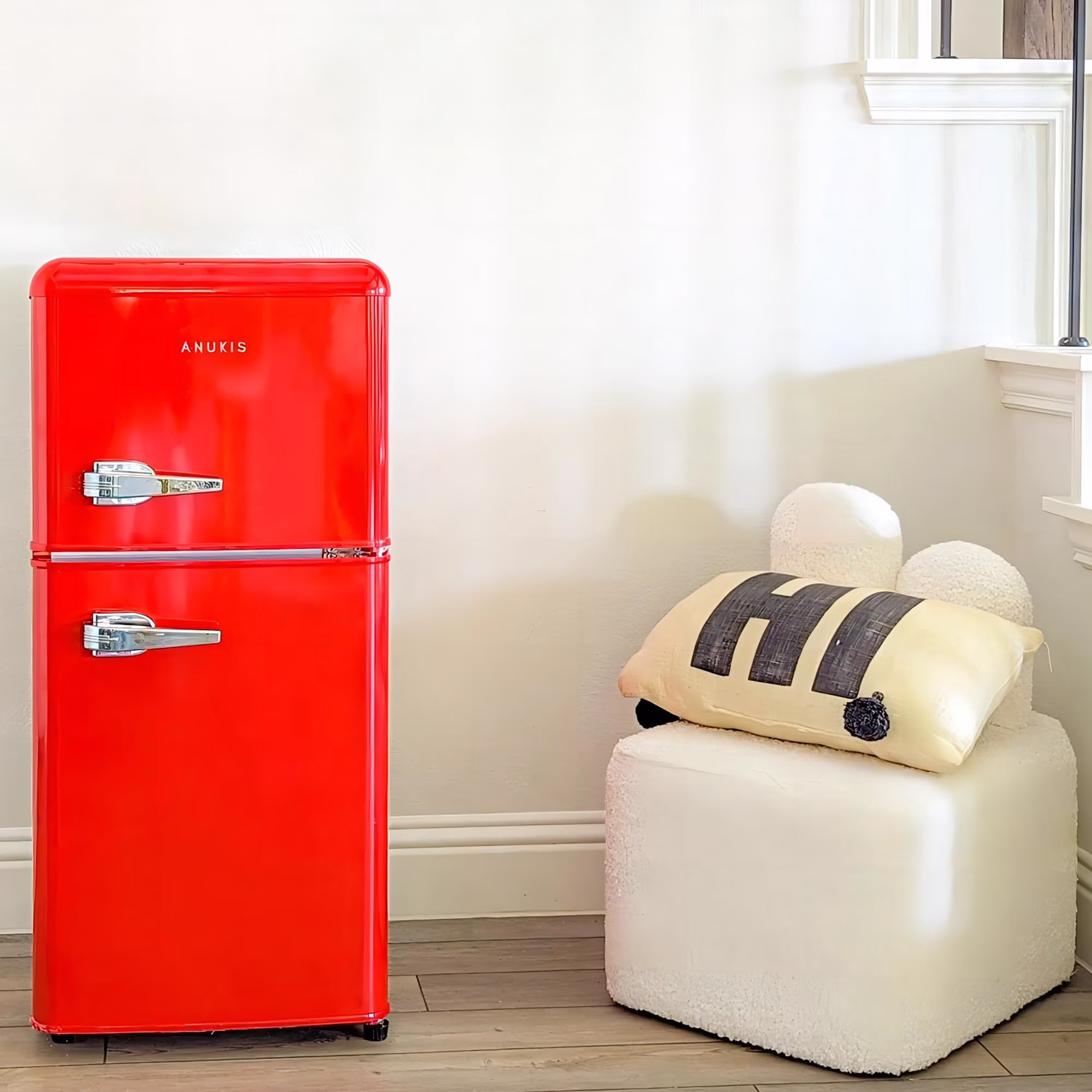 KRIB BLING 3.2 Cubic Feet Double Door Mini Fridge with Freezer, Mini Compact Refrigerator 2 Doors for Dorm, Office, Apartment, RV, Bedroom, Black - Image 5