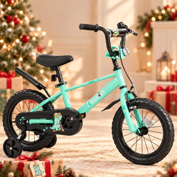 Ktaxon 12 Inch Dino Kids Bike for Boys & Girls Age 2-4, Dinosaur Bicycle w/ Training Wheels, Dual Brakes for 32"-41" Tall