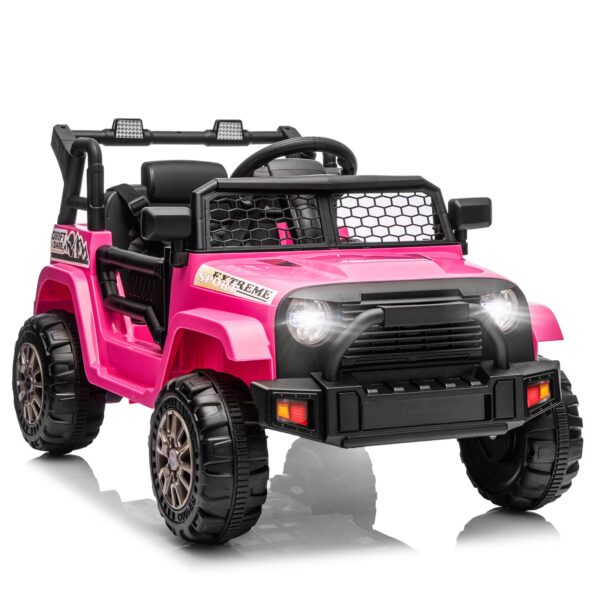 Ktaxon 12V Kids Electric Ride on Car, Battery Powered Ride on Toys Truck with Remote Control, Electric Car for Kids w/Bluetooth & Lights, Pink