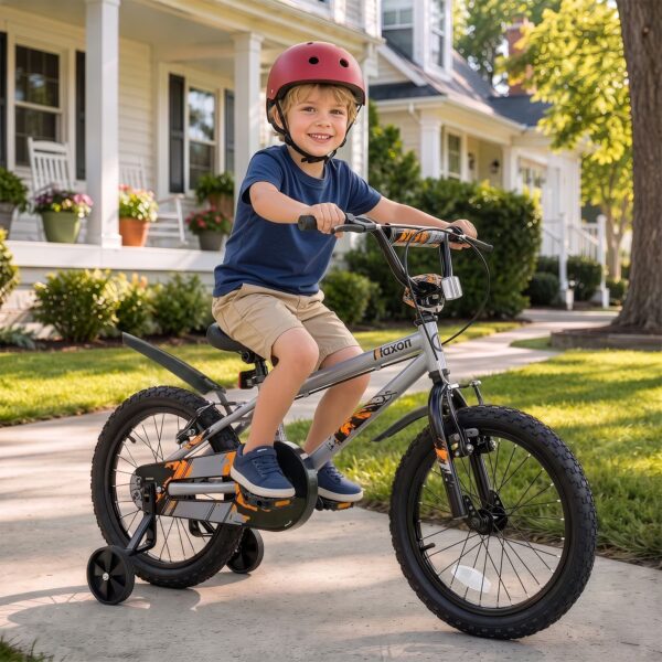 Ktaxon 16 Inch Kids Bike for Boys & Girls Age 4-7, Bicycle w/ Splatter Decals, Removable Training Wheels, Kickstand, Dual V-Brakes for 41"-53" Tall