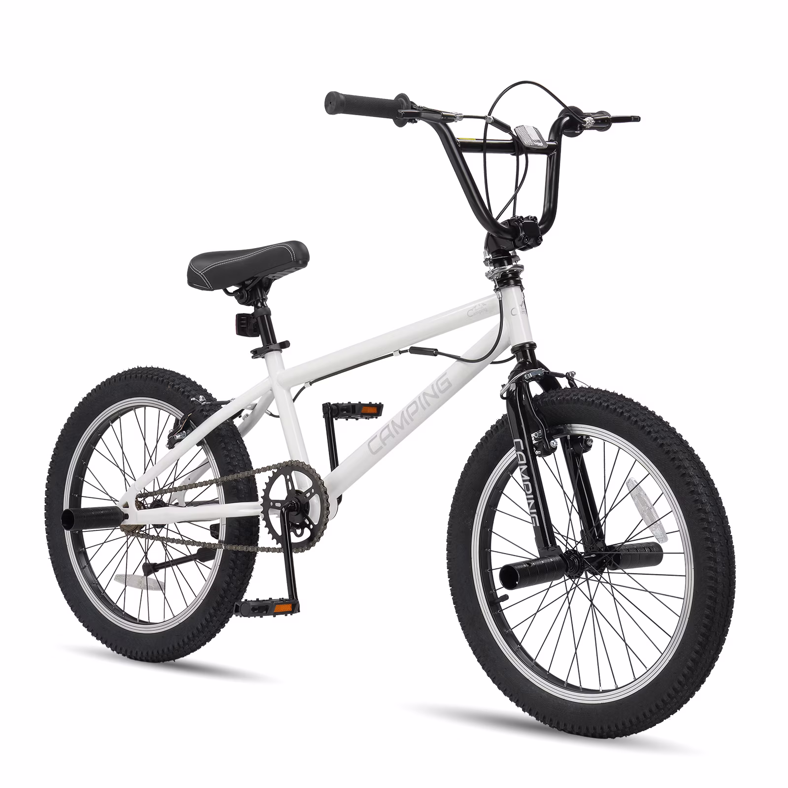 Ktaxon 20in BMX Bike, Beginner Trick Bicycle with Hi-Ten Steel Frame, 360 Degree Rotor Freestyle, 4 Pegs, V-Brake, White