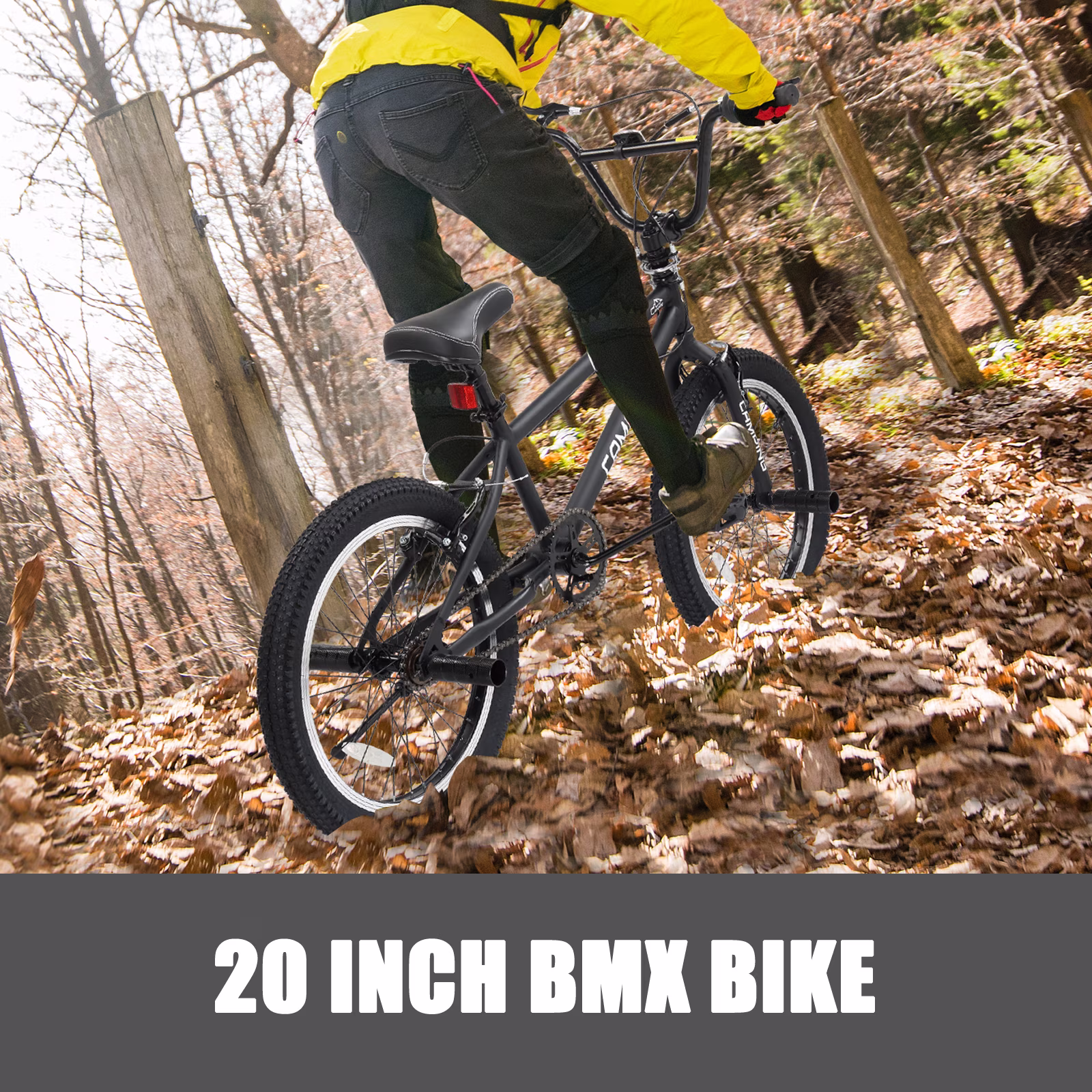 Ktaxon 20in BMX Bike, Beginner Trick Bicycle with Hi-Ten Steel Frame, 360 Degree Rotor Freestyle, 4 Pegs, V-Brake, White - Image 4