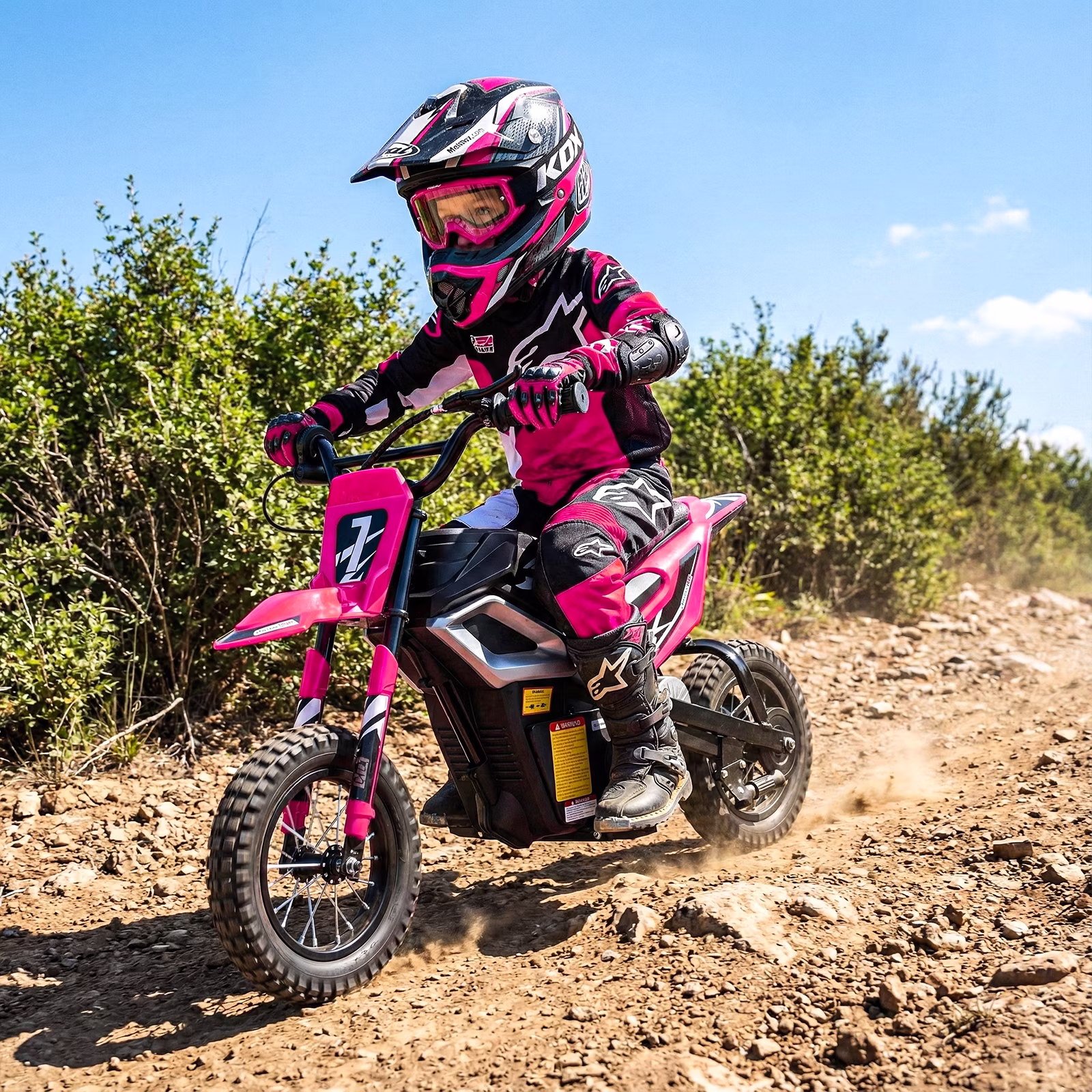 Ktaxon 24V 250W Dirt Bike, Electric Powered Motorcycle, up to 14 mph, Electric Ride on with Shock Absorption Suspension for 10+, Pink - Image 5