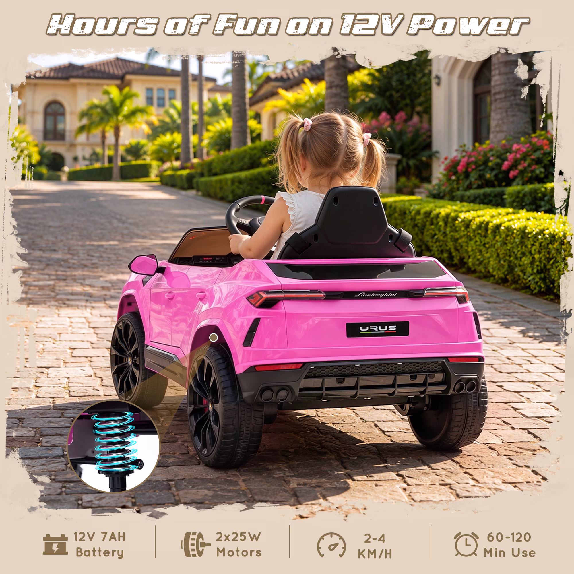 Lamborghini 12V Ride On Car for Kids, Electric Car with Remote Control, Music, Lights, Powered Ride On Toys for 3+ Years Olds - Image 3