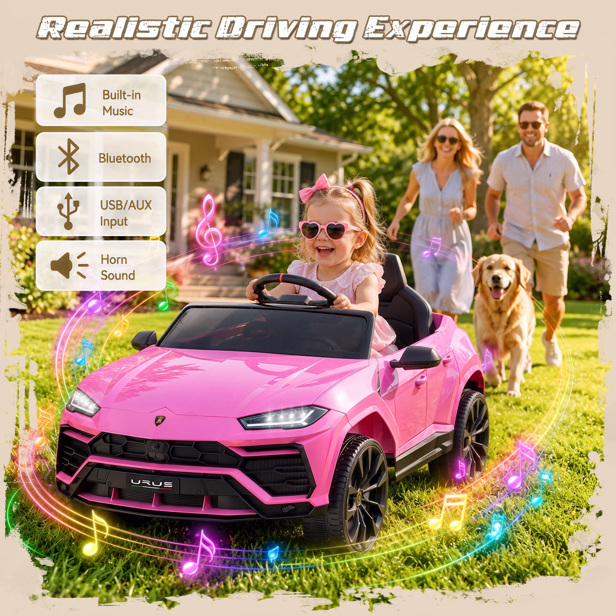 Lamborghini 12V Ride On Car for Kids, Electric Car with Remote Control, Music, Lights, Powered Ride On Toys for 3+ Years Olds - Image 5