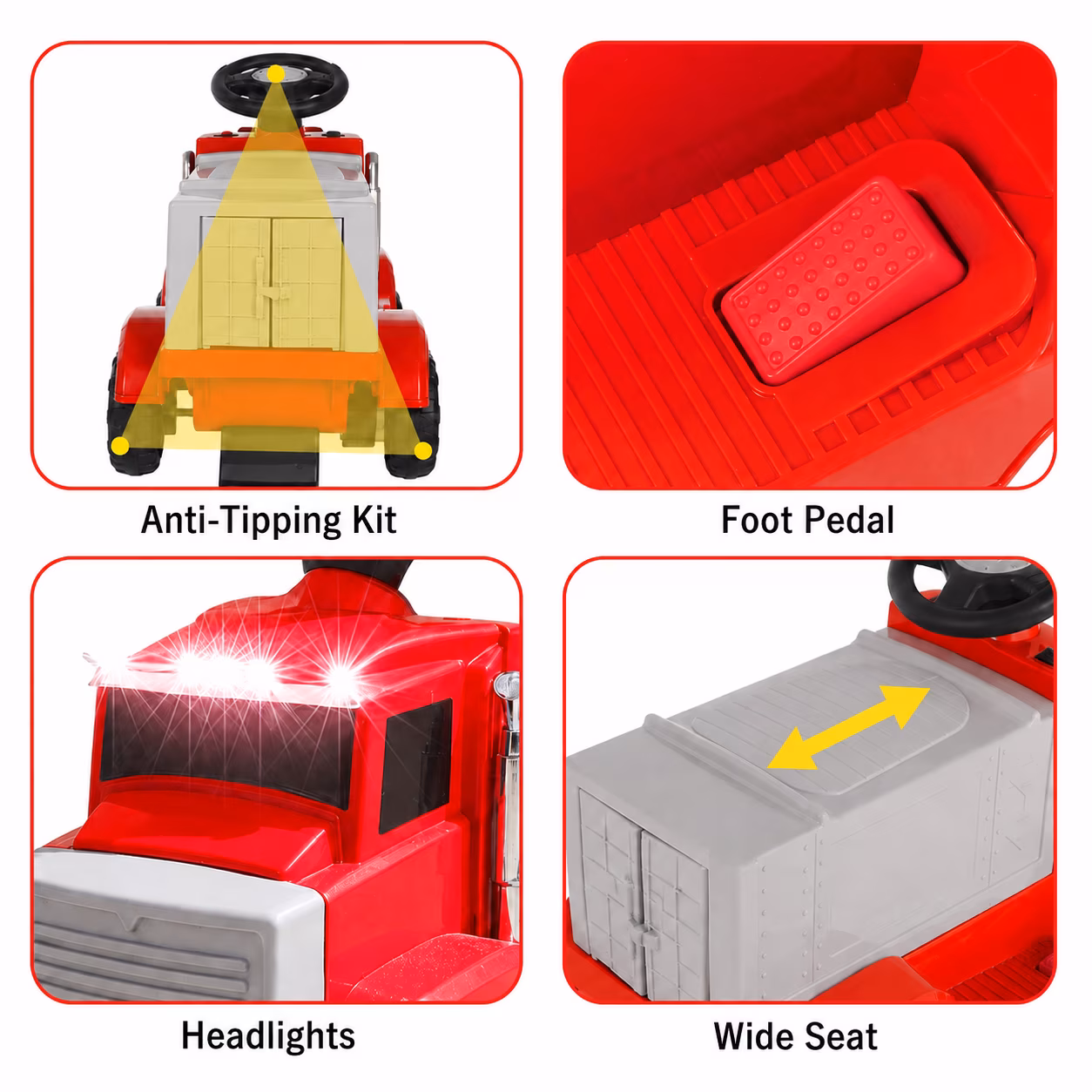 LAZY BUDDY 6V Kids Ride-on Truck, Battery Powered Ride on Toy Electric Car with Dual-Door Storage, LED Lights - Image 5