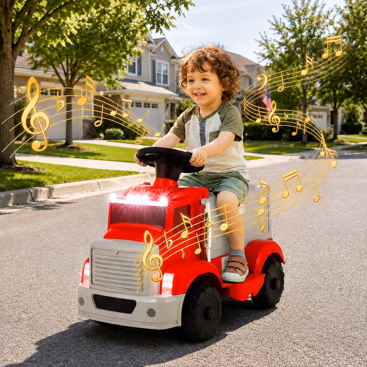 LAZY BUDDY 6V Kids Ride-on Truck, Battery Powered Ride on Toy Electric Car with Dual-Door Storage, LED Lights - Image 4